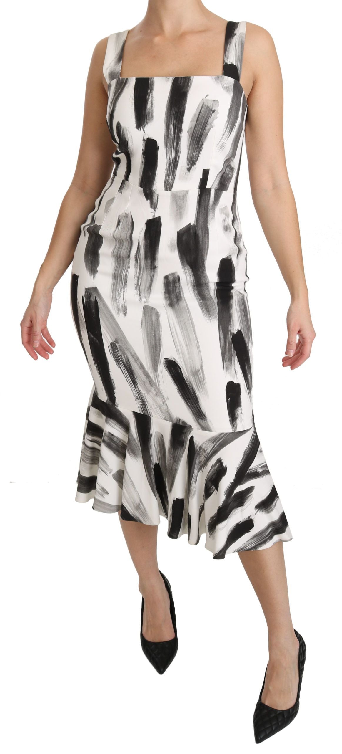 Chic Monochrome Sheath Midi Dress - ventzia