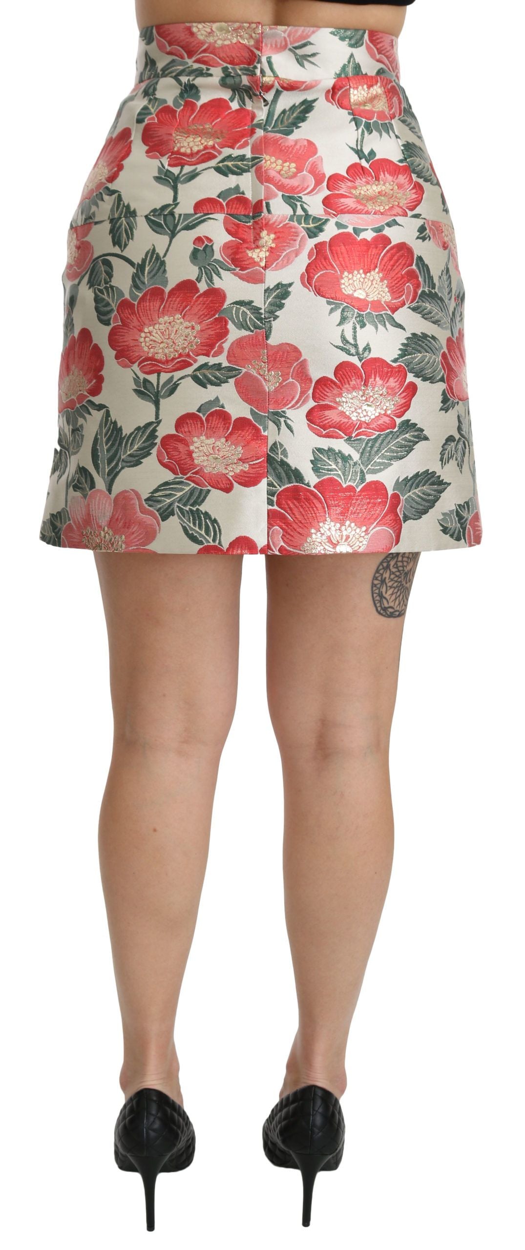 Elegant White Floral High Waist Skirt - ventzia