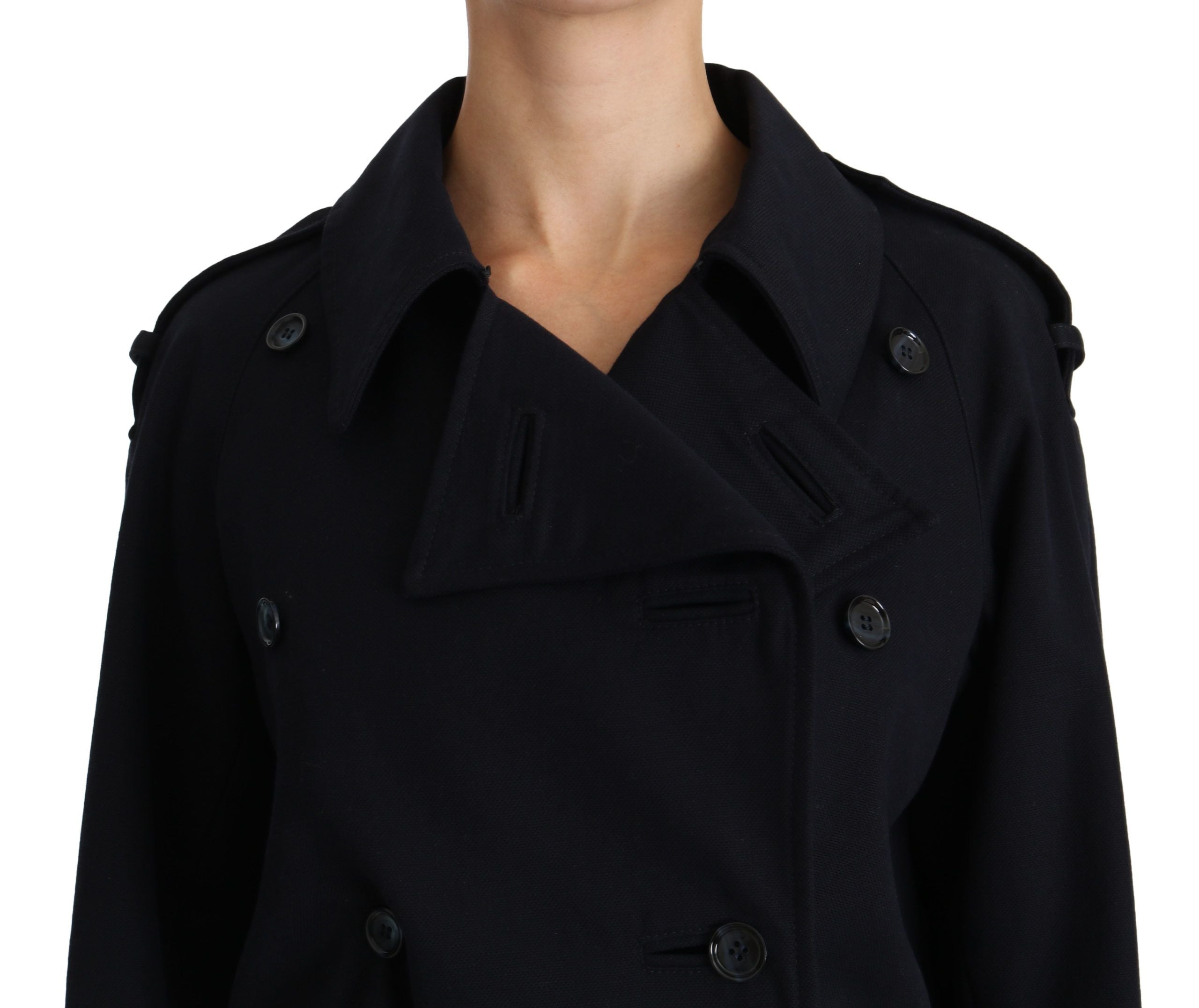 Elegant Polka Dot Lined Blue Jacket - ventzia