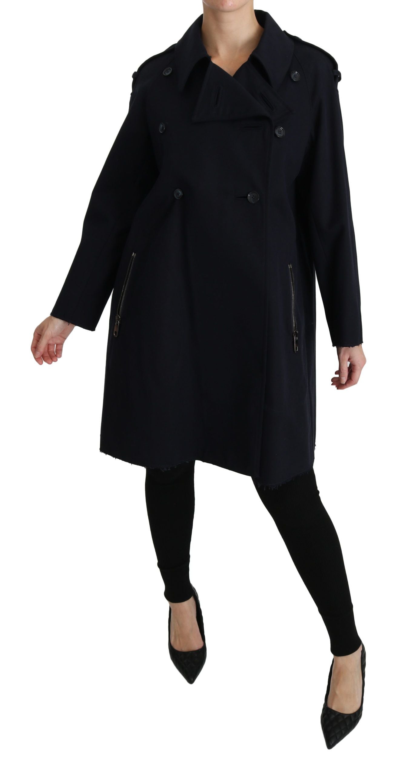 Elegant Polka Dot Lined Blue Jacket - ventzia