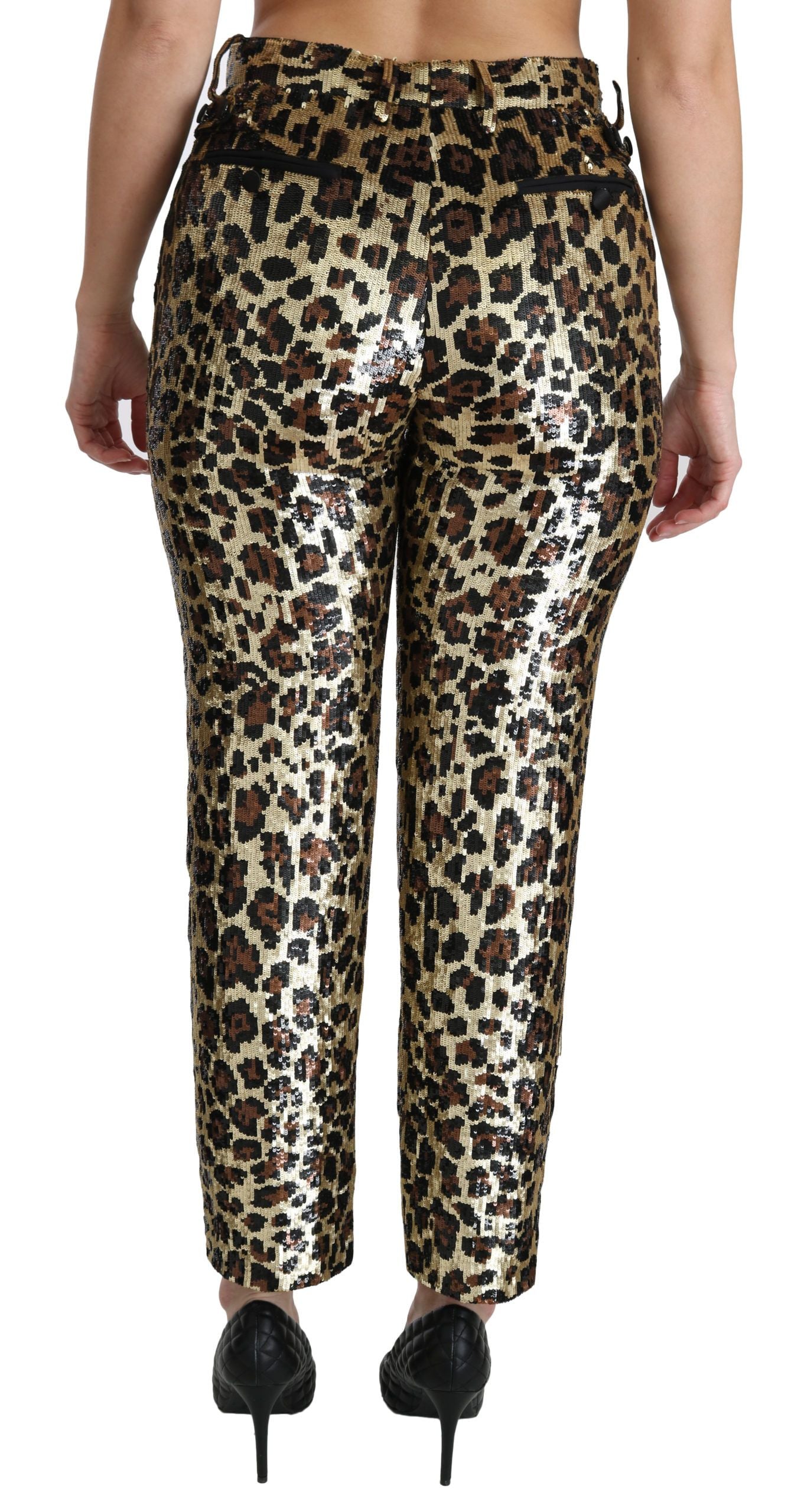 Chic High Waist Leopard Sequin Pants - ventzia