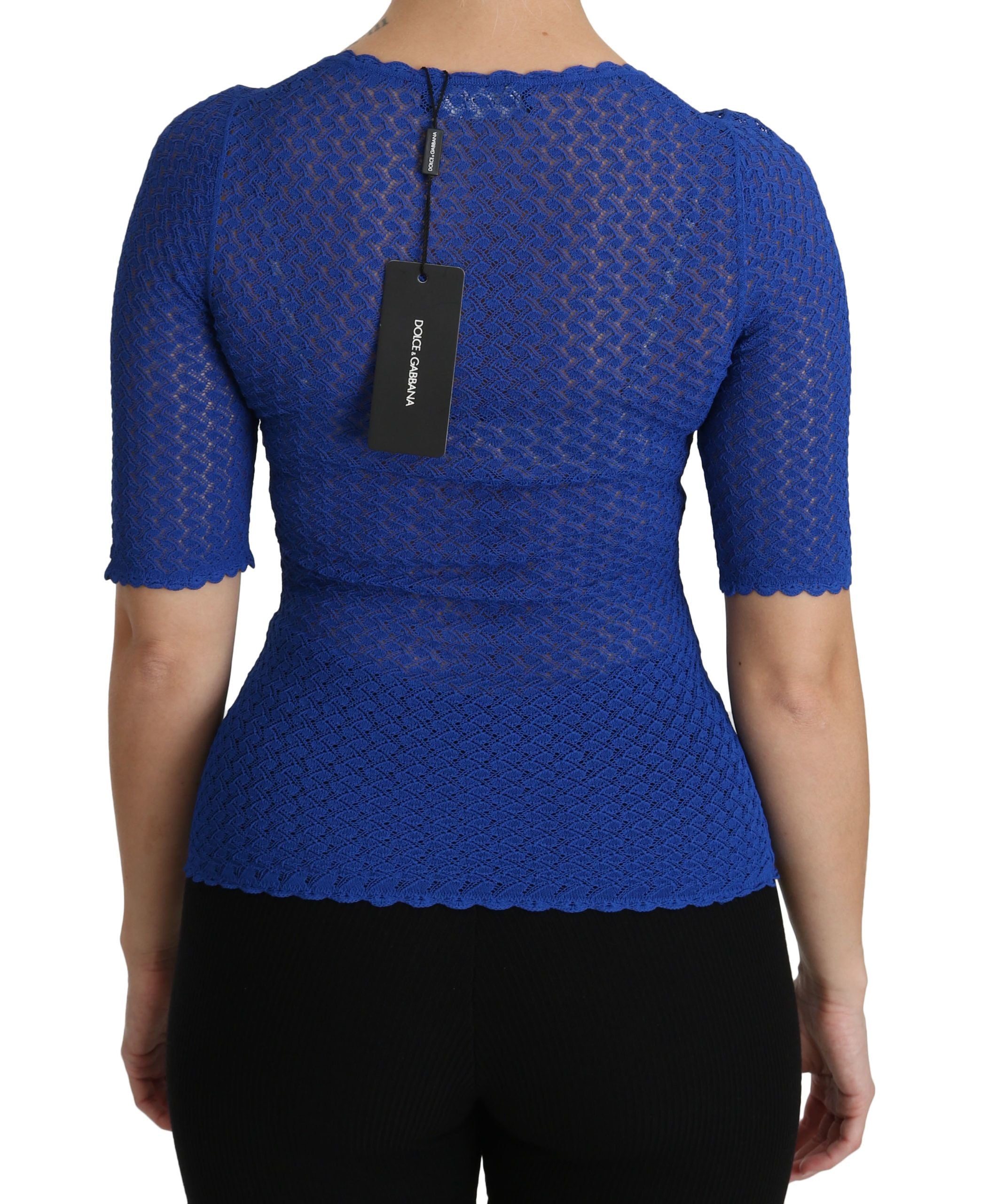 Elegant Blue Sheer Blouse - ventzia