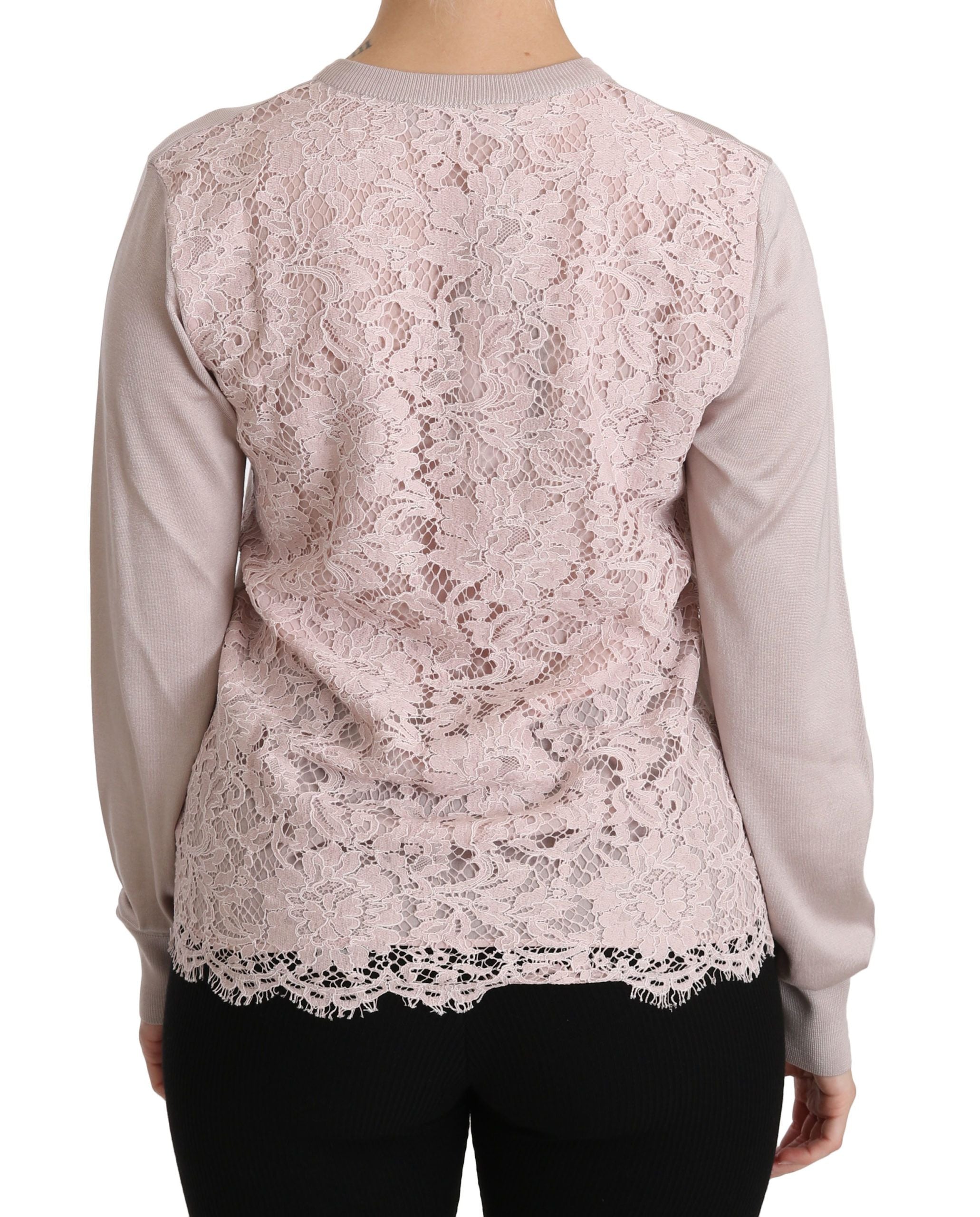 Silk Blend Pink Crew Neck Cardigan - ventzia