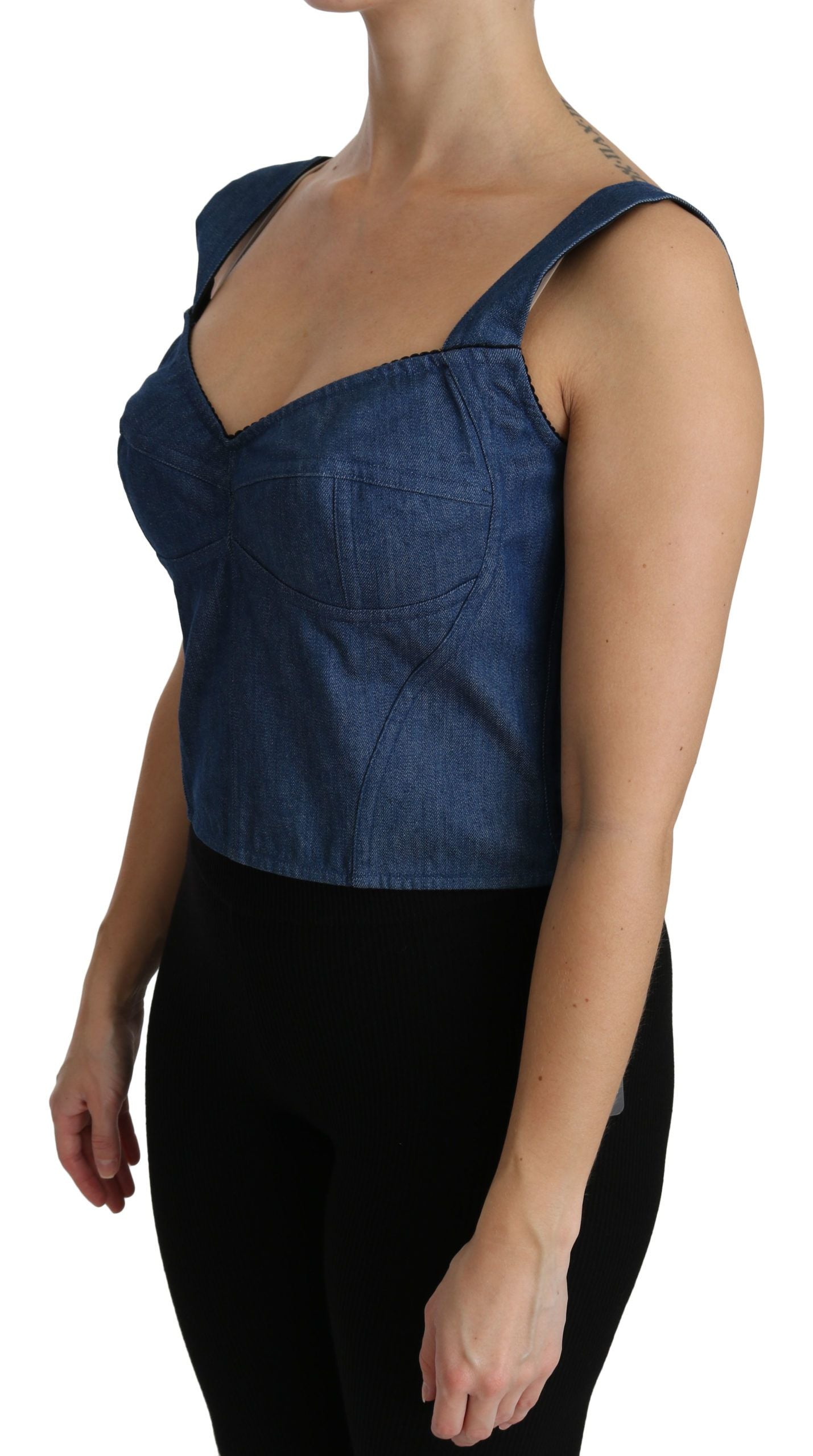 Elegant Sleeveless Bustier Top in Blue - ventzia