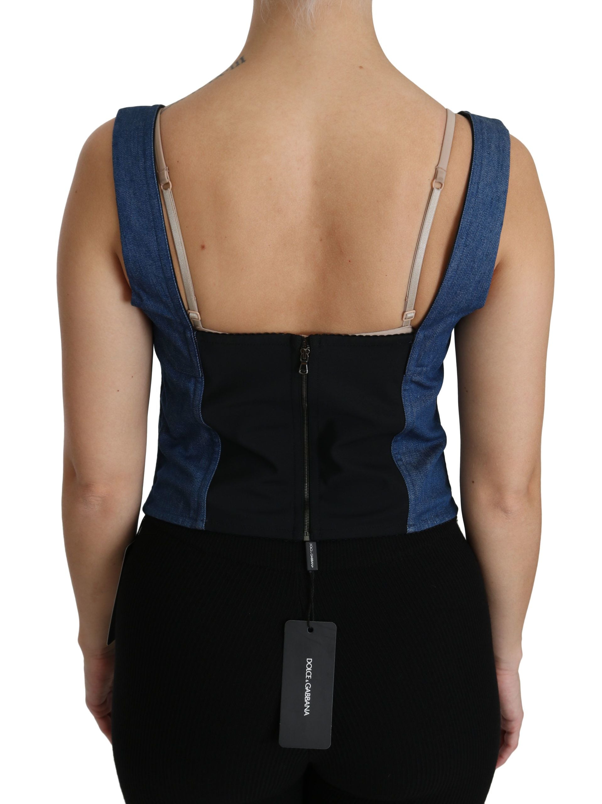 Elegant Sleeveless Bustier Top in Blue - ventzia