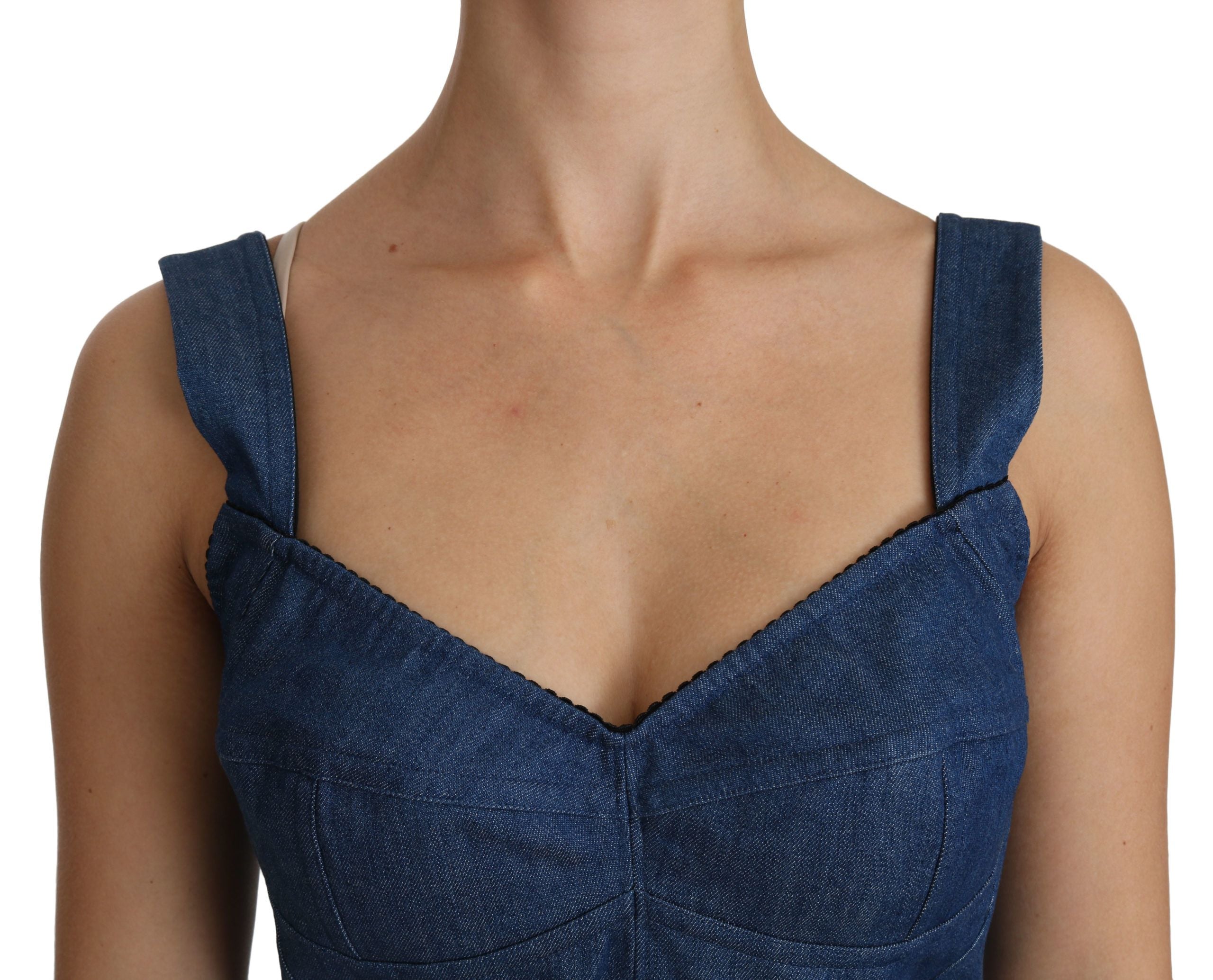 Elegant Sleeveless Bustier Top in Blue - ventzia