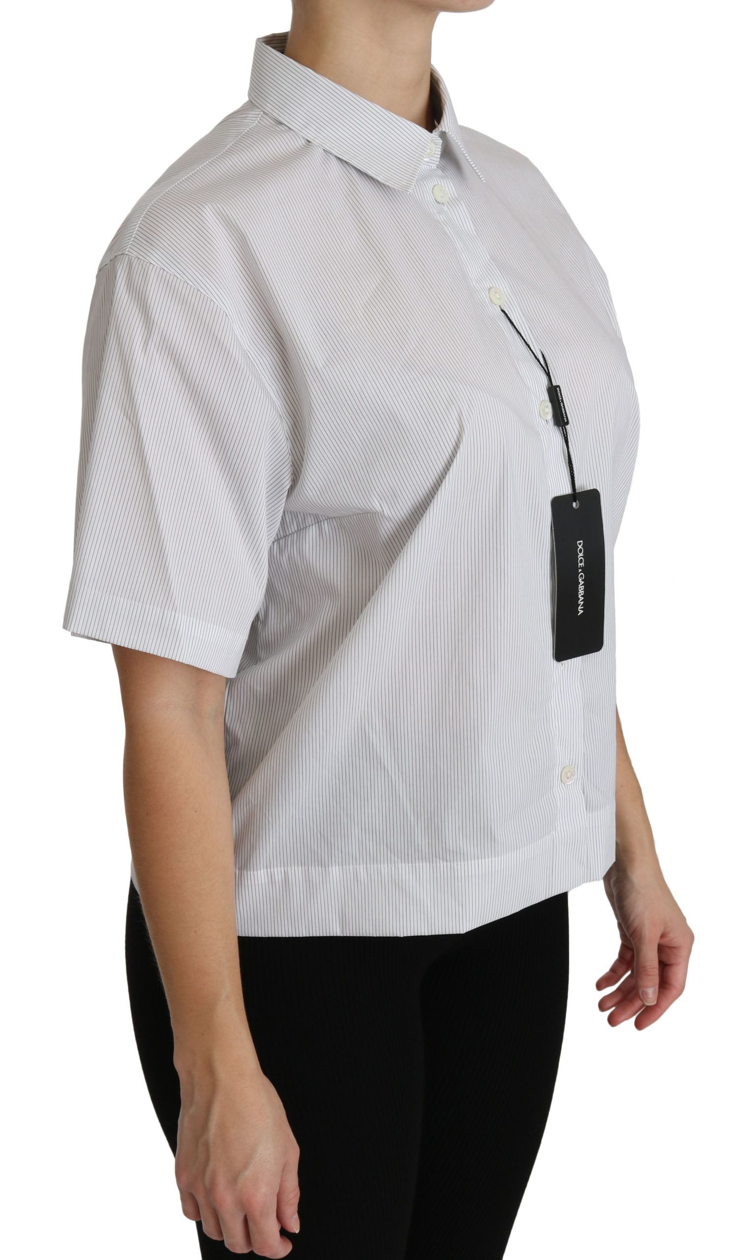 Elegant White Cotton Polo Top - ventzia