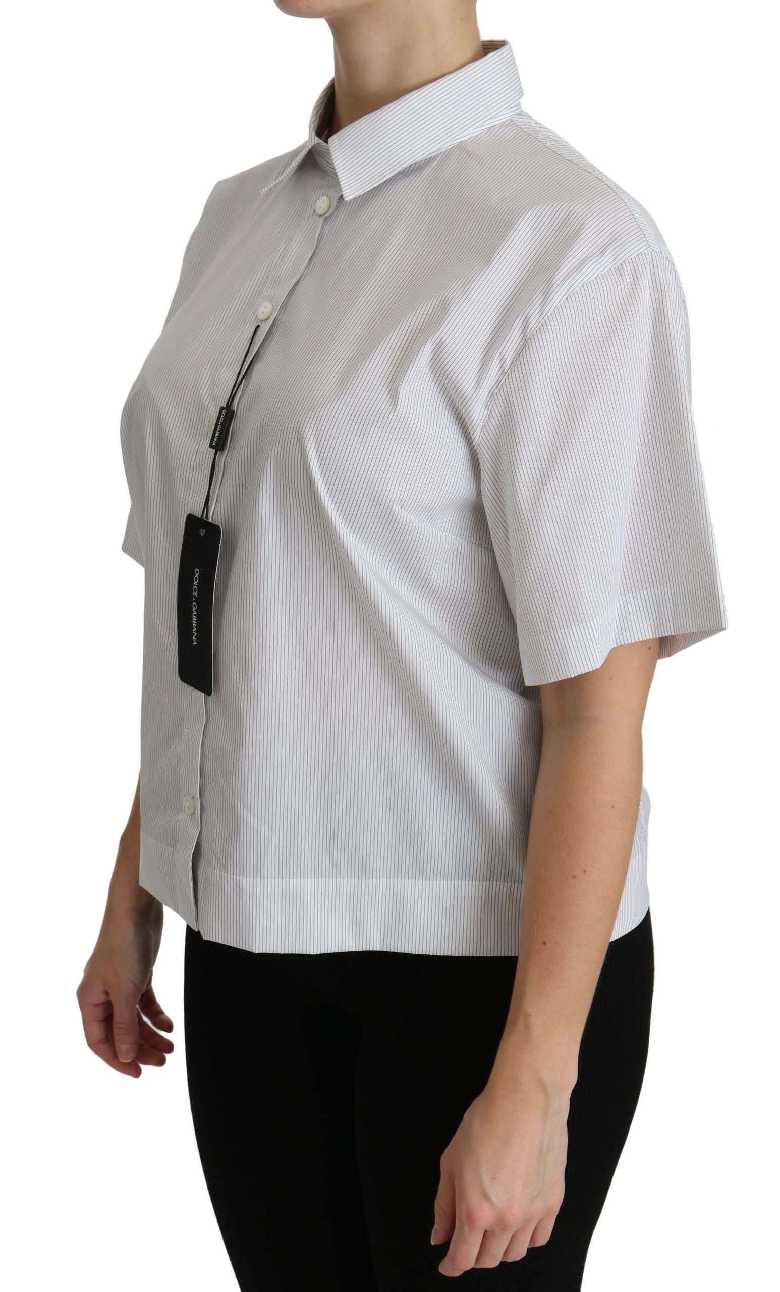 Elegant White Cotton Polo Top - ventzia