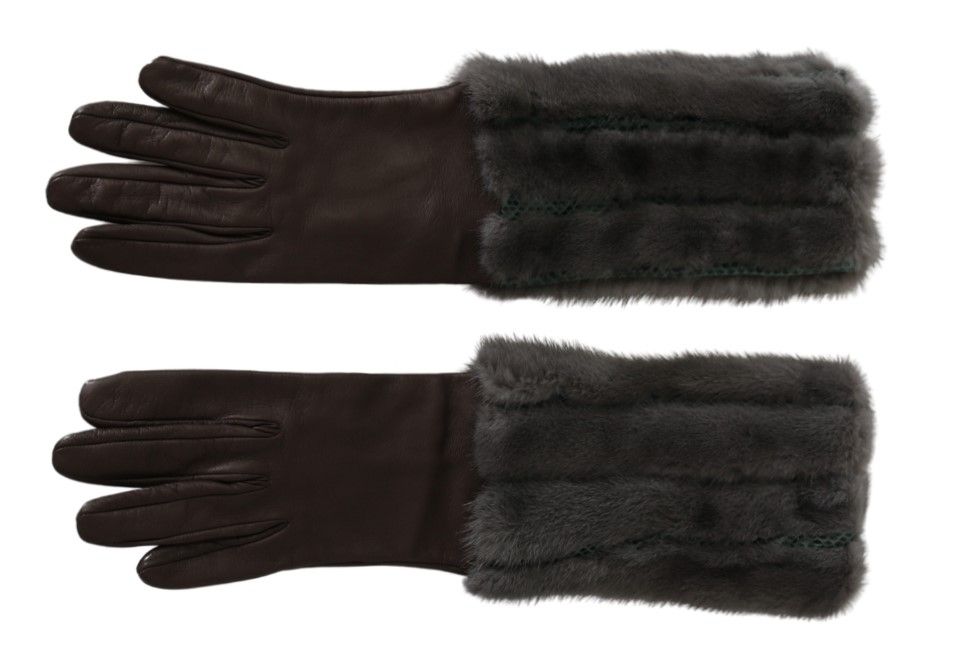 Elegant Mid-Arm Leather Gloves in Brown - ventzia