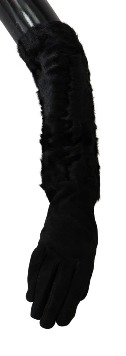 Elegant Elbow Length Suede Gloves - ventzia