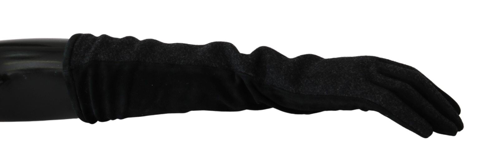 Elegant Mid-Length Wool Gloves in Black - ventzia