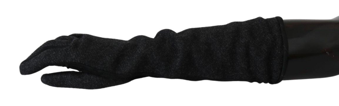 Elegant Mid-Length Wool Gloves in Black - ventzia