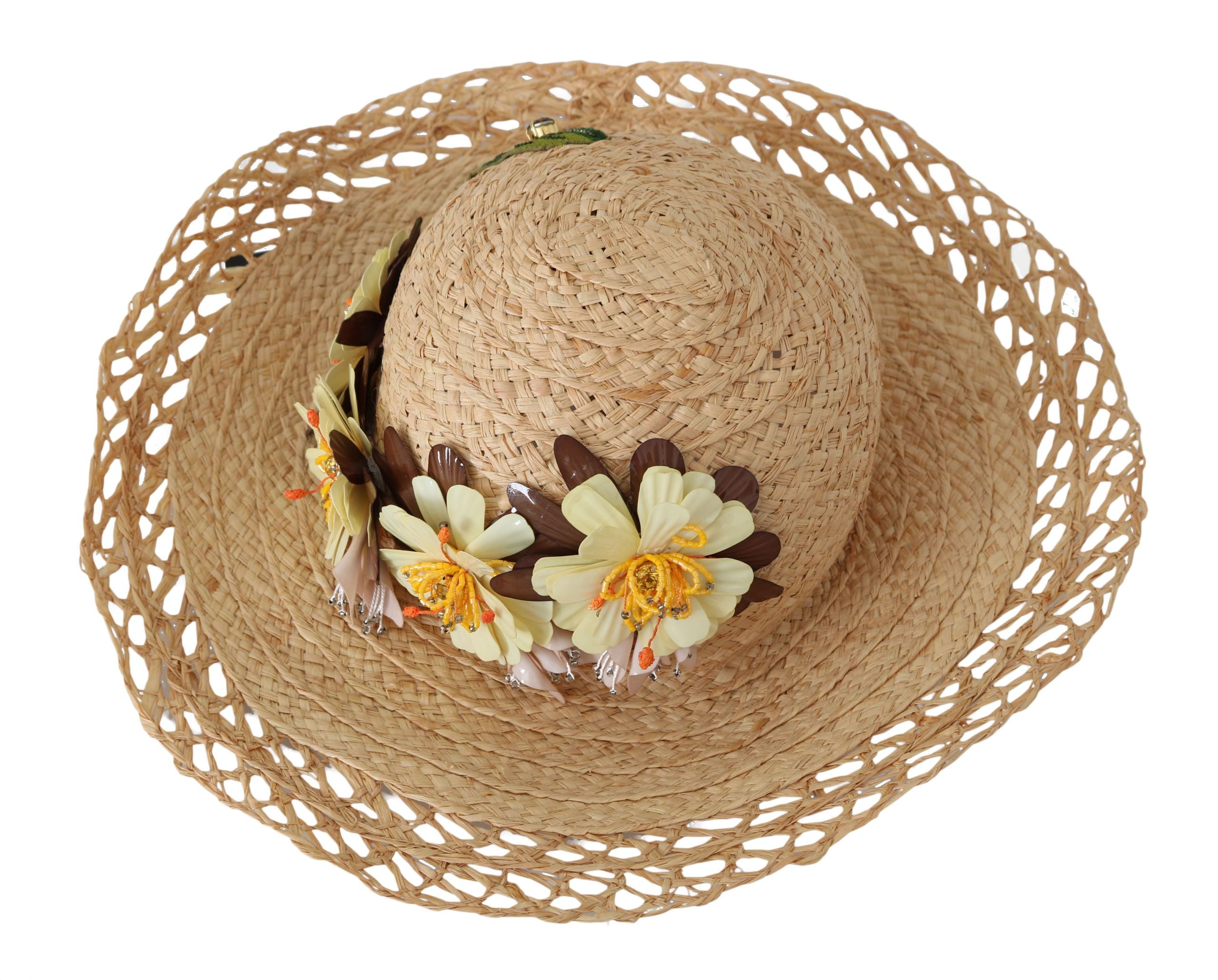 Elegant Beige Floral Bucket Hat - ventzia