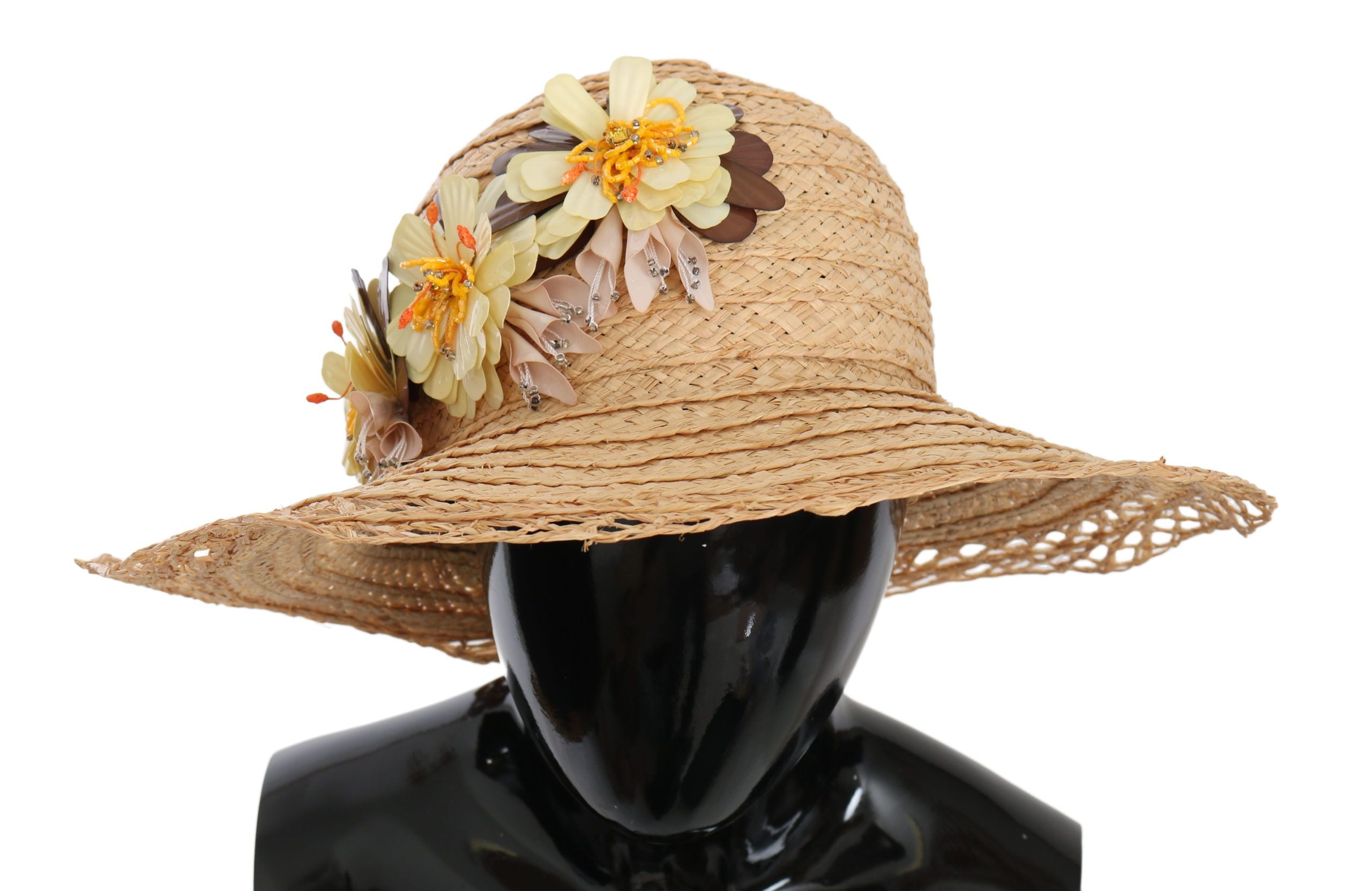 Elegant Beige Floral Bucket Hat - ventzia
