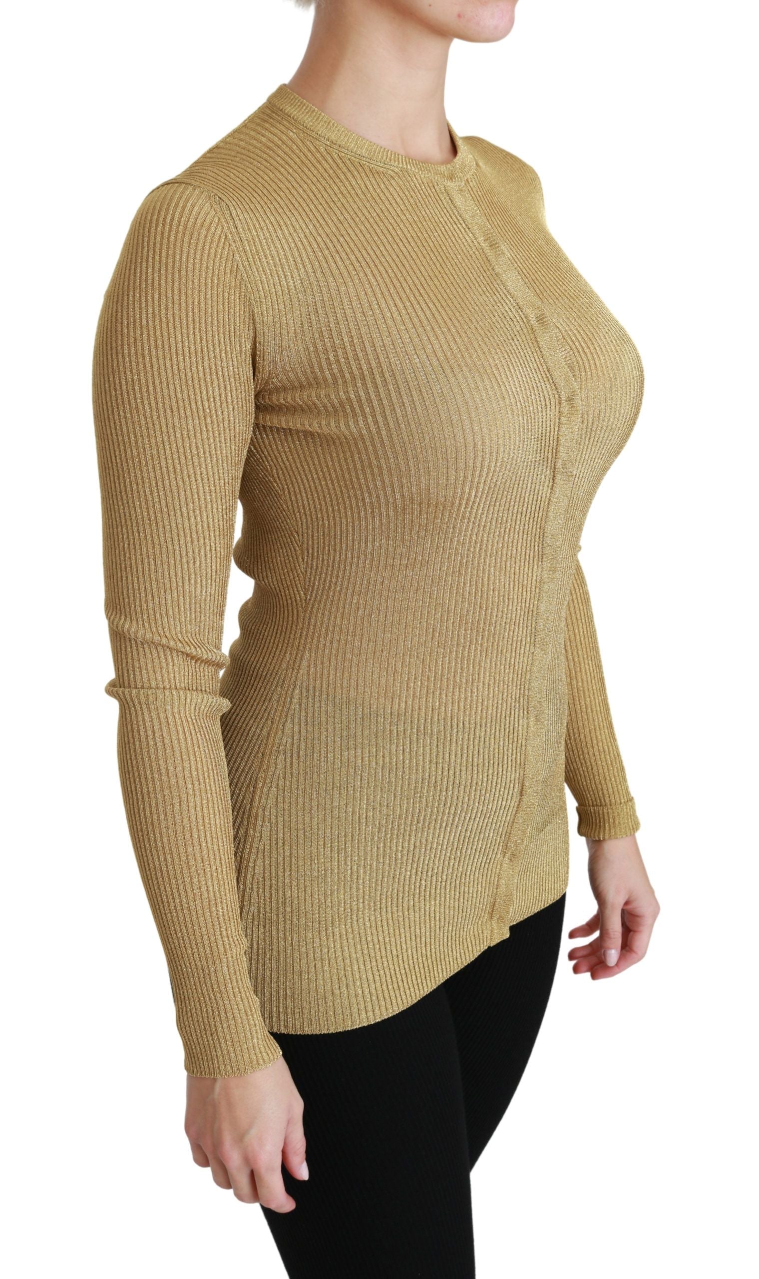 Elegant Long Sleeve Gold Cardigan - ventzia
