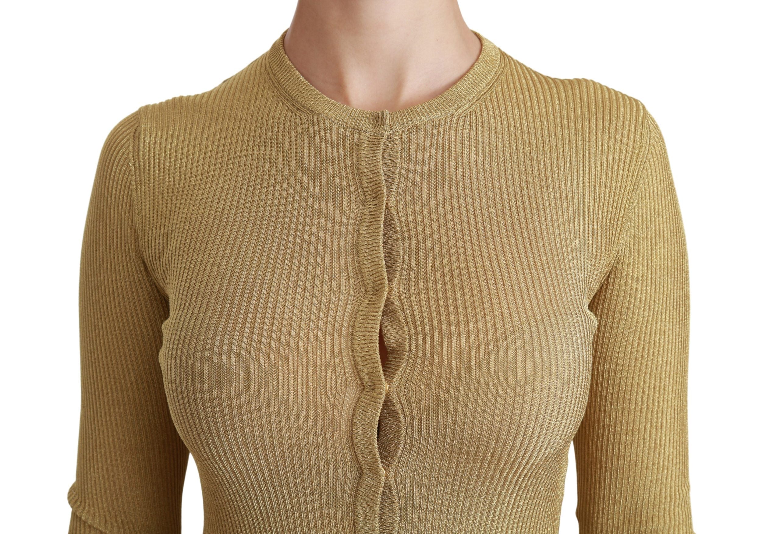 Elegant Long Sleeve Gold Cardigan - ventzia