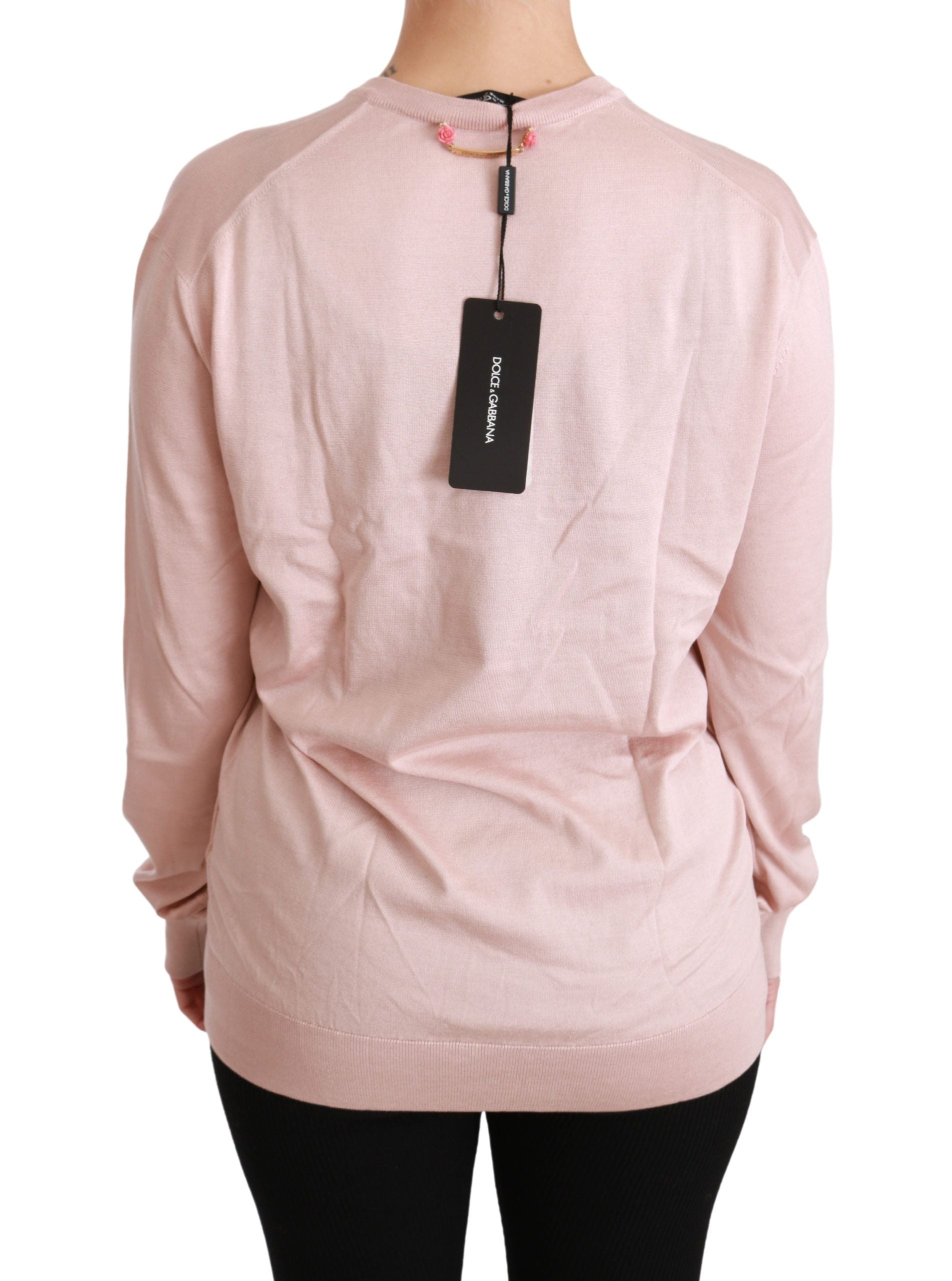 Pink Floral Silk V-Neck Sweater - ventzia