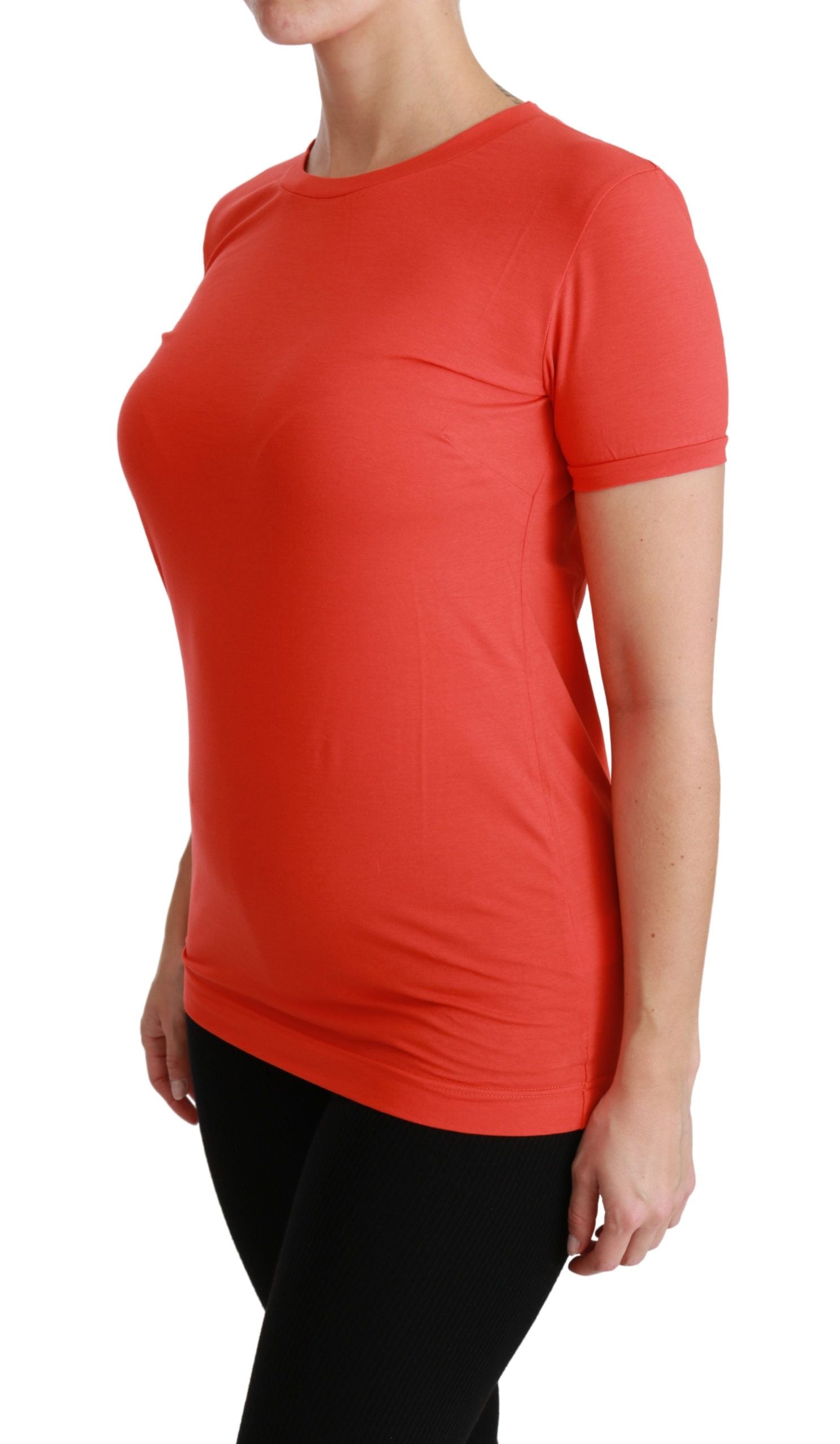 Elegant Red Crewneck Short Sleeve Tee - ventzia