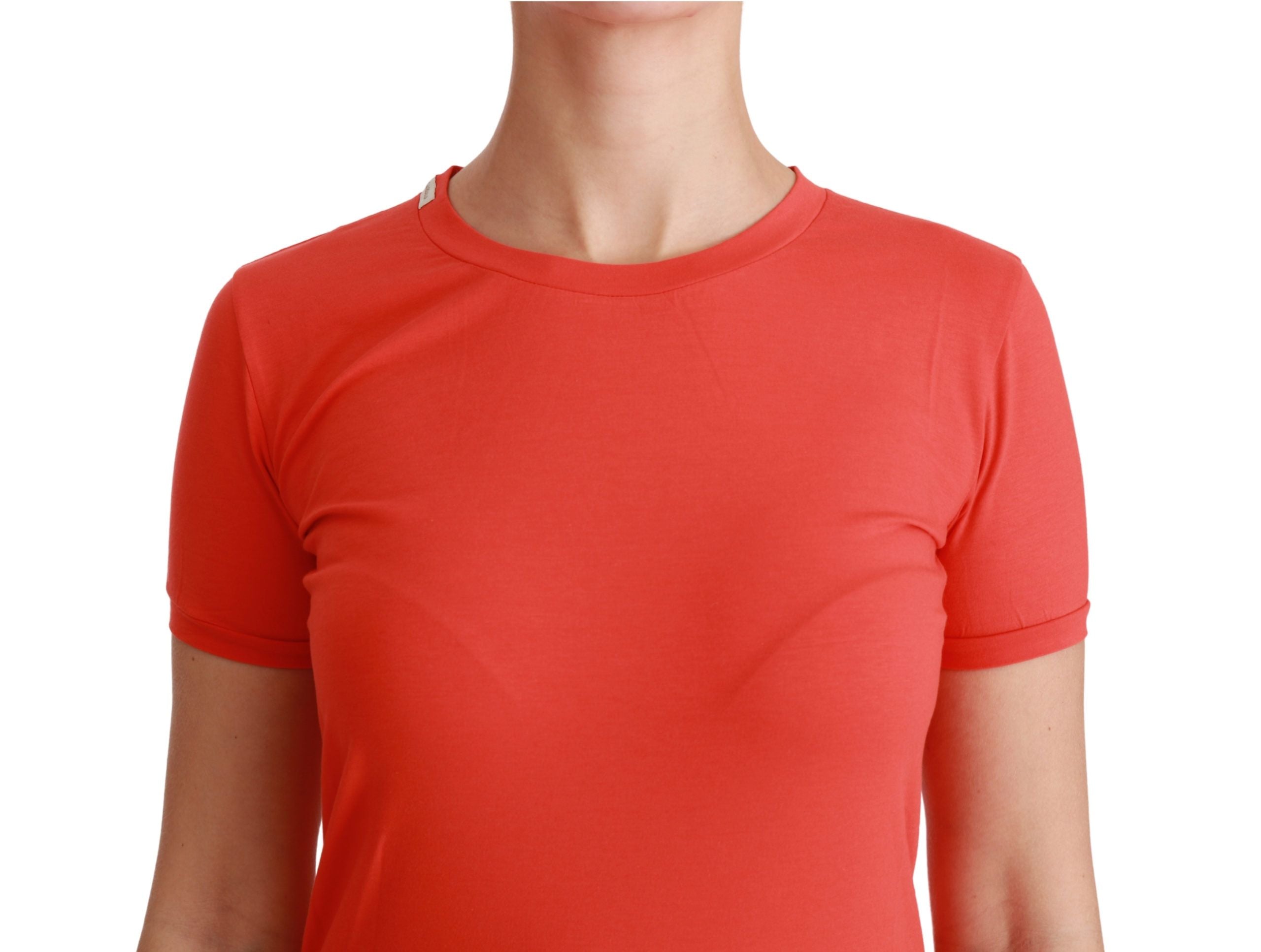 Elegant Red Crewneck Short Sleeve Tee - ventzia