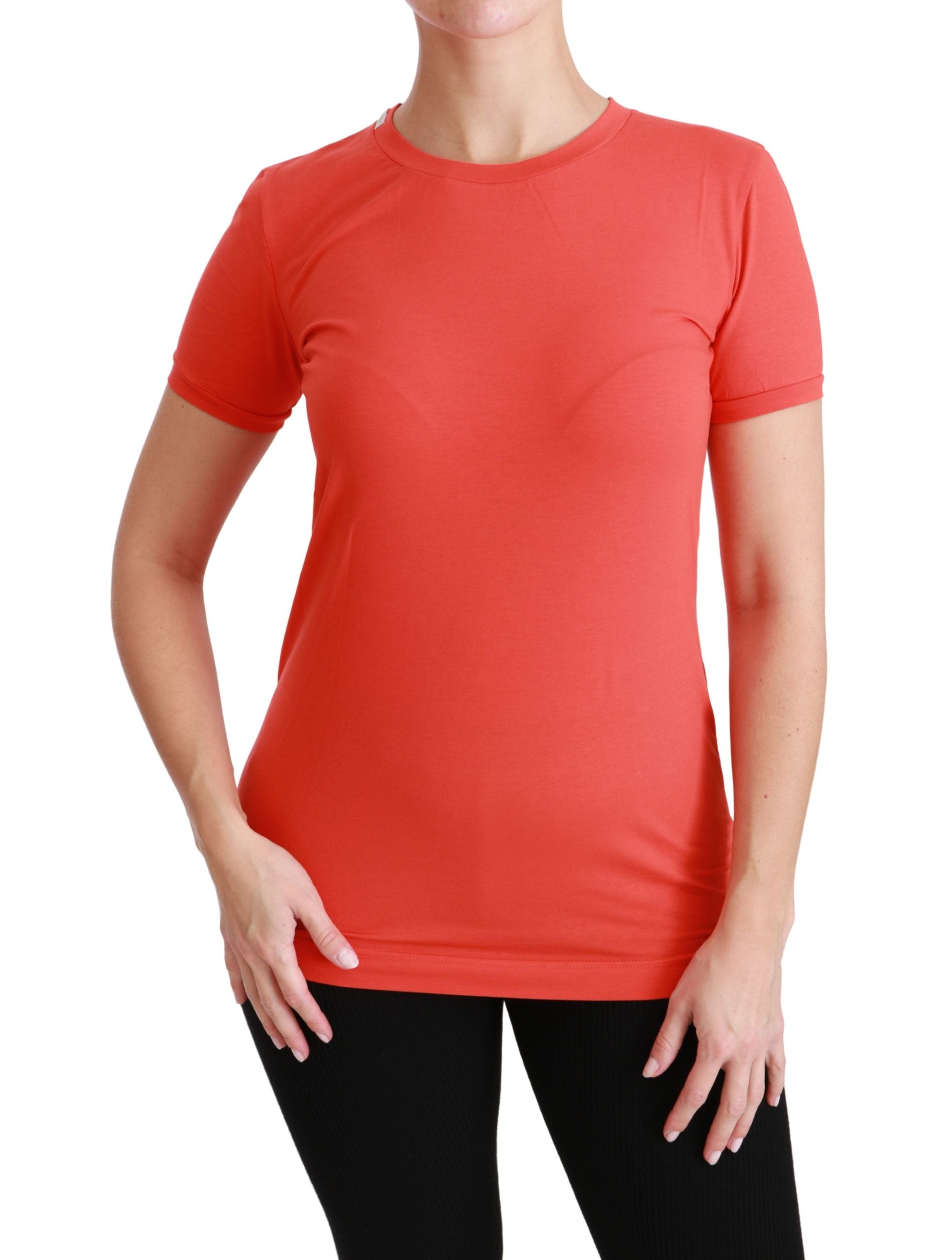Elegant Red Crewneck Short Sleeve Tee - ventzia