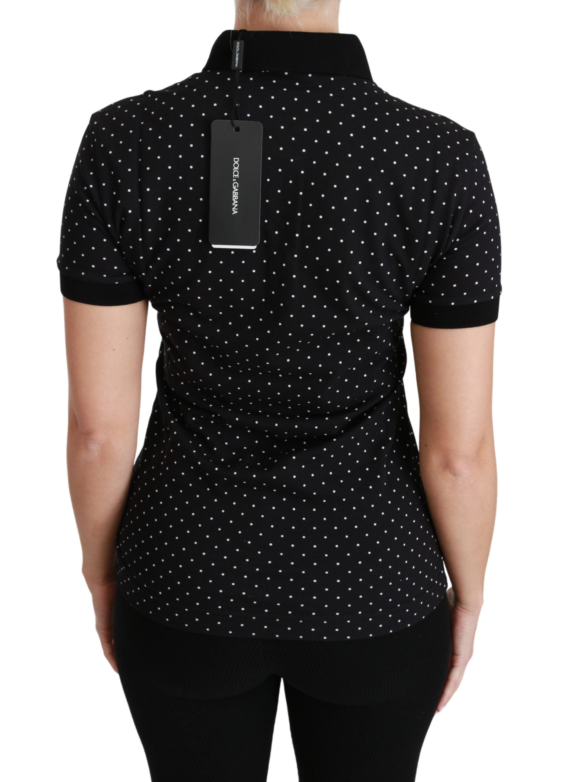 Elegant Black Dotted Polo Shirt - ventzia