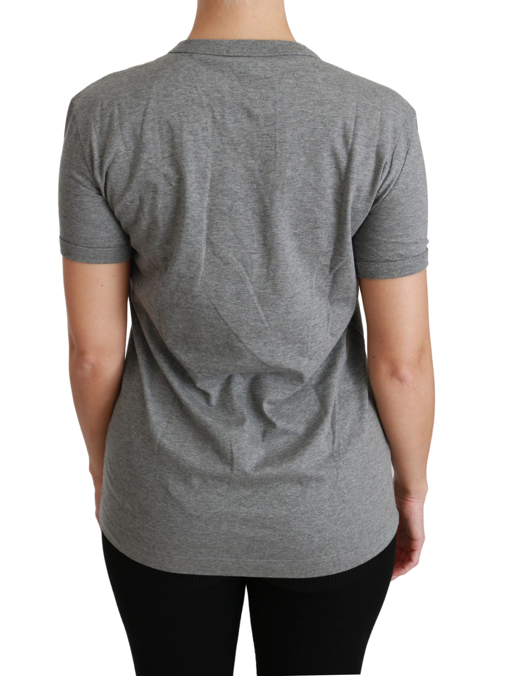 Chic Gray Amore Patch Crewneck Tee - ventzia