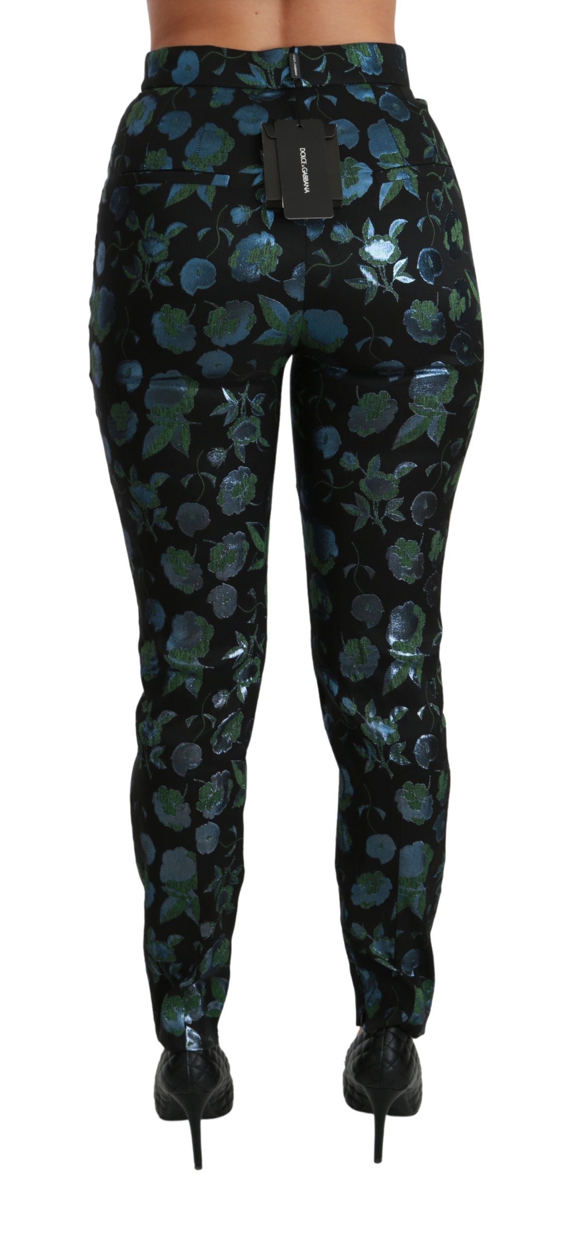 Floral High Waist Skinny Trousers - ventzia