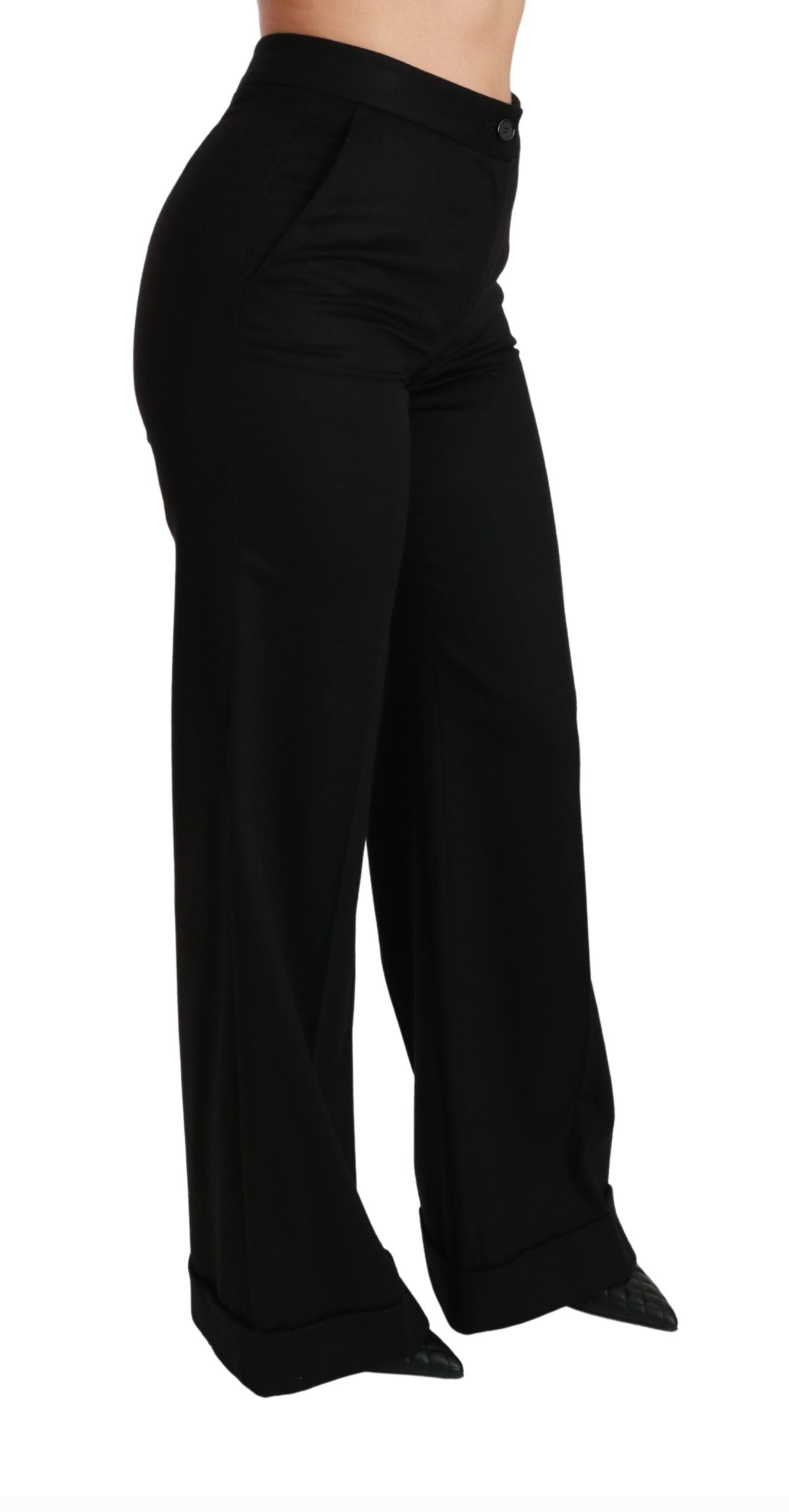 Elegant High Waist Flared Cashmere Pants - ventzia