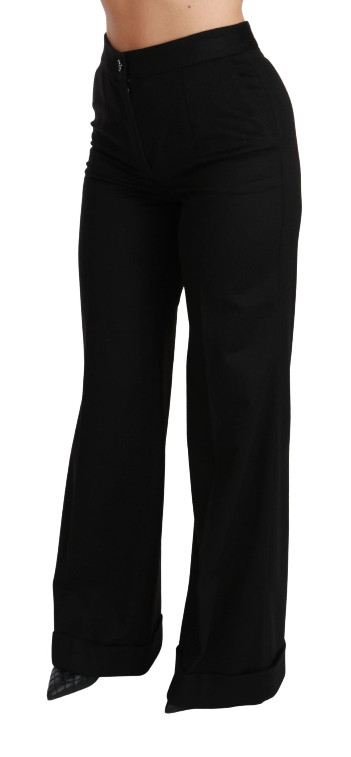 Elegant High Waist Flared Cashmere Pants - ventzia