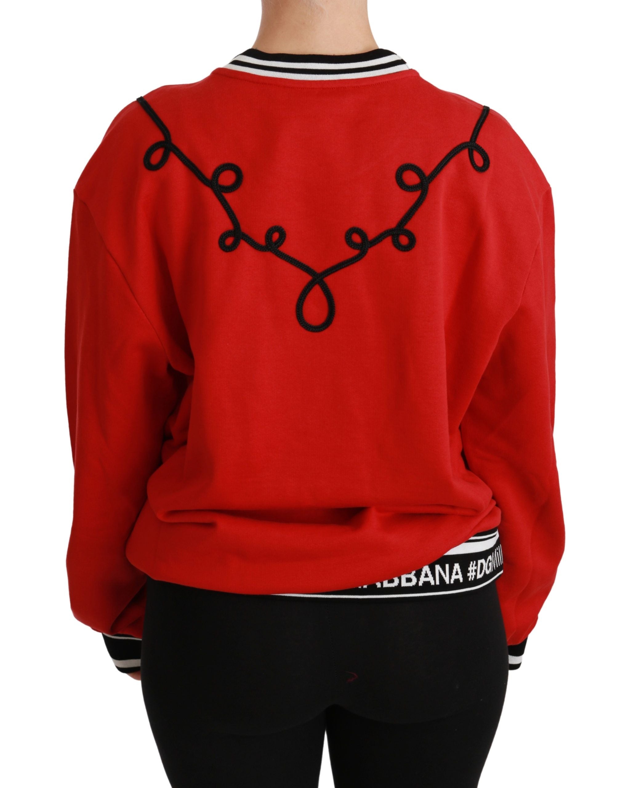 Radiant Red Sequined Crew Neck Sweater - ventzia