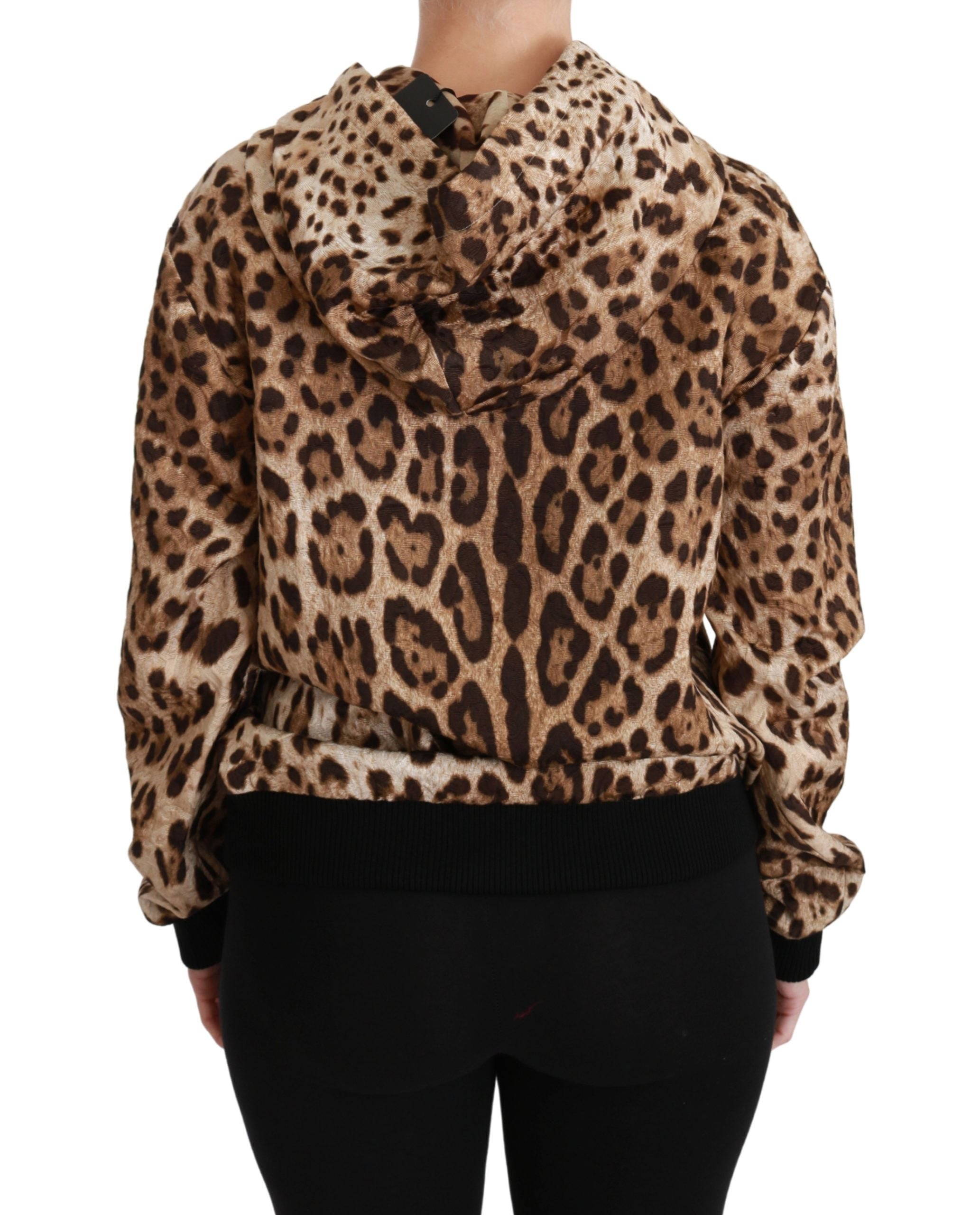 Elegant Leopard Print Hooded Sweater - ventzia