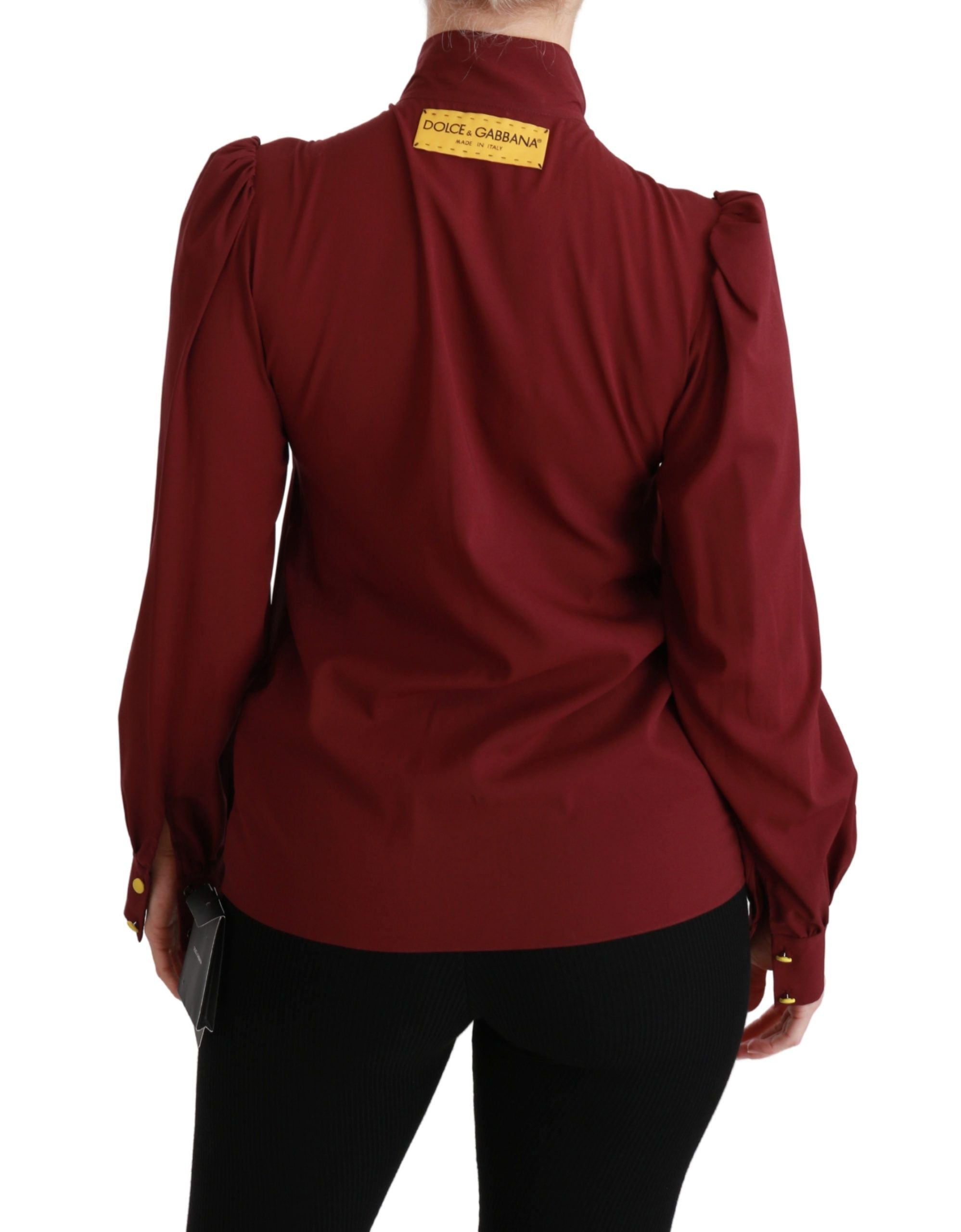 Elegant Maroon Silk Blend Polo Blouse - ventzia