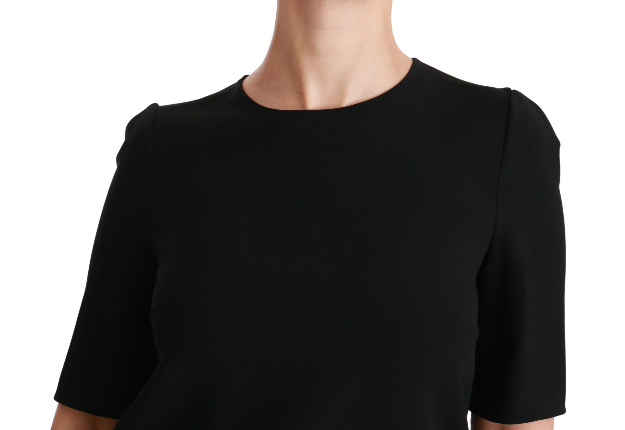 Elegant Black Stretch Blouse Top - ventzia
