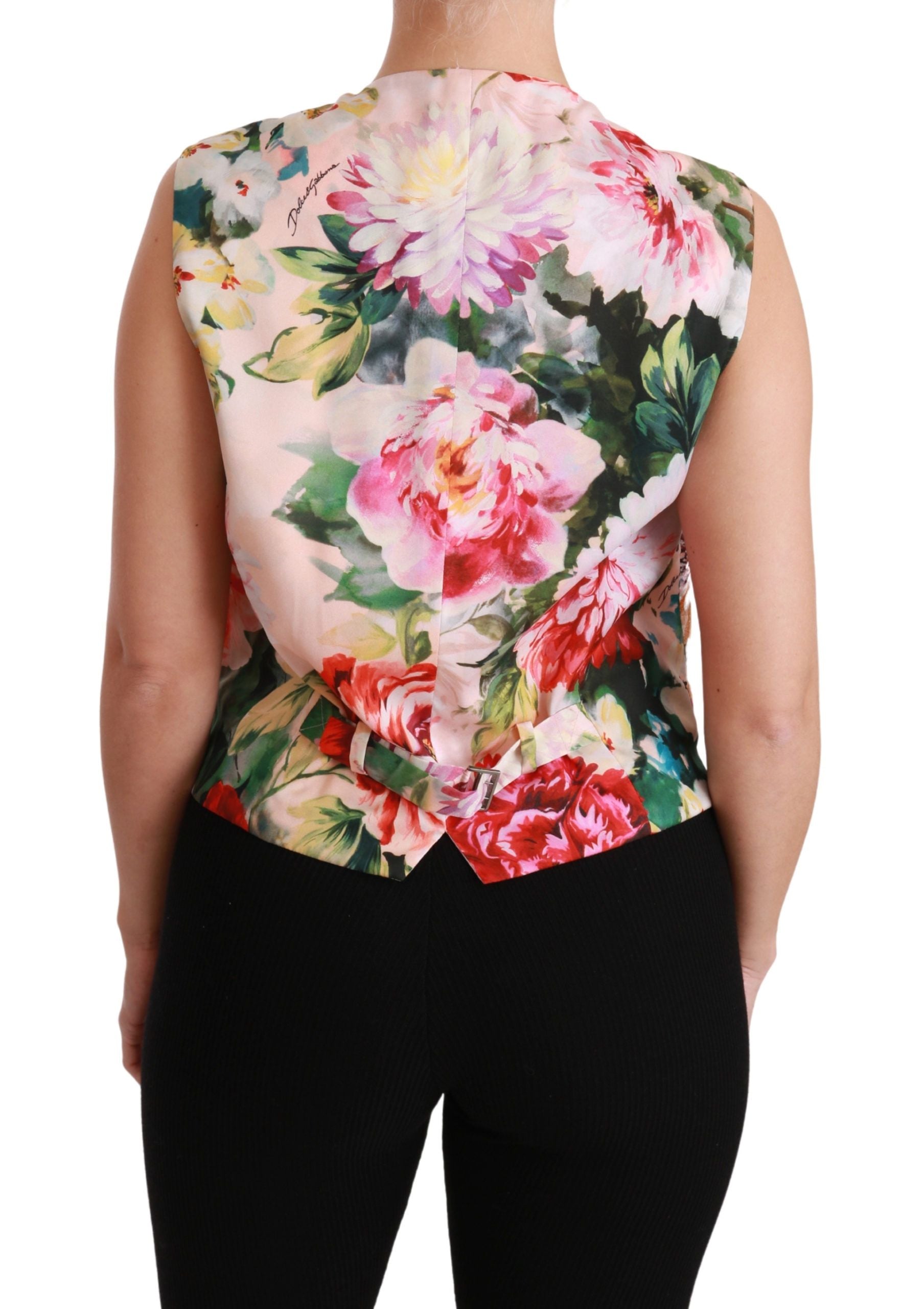 Multicolor Brocade Floral Sleeveless Vest - ventzia
