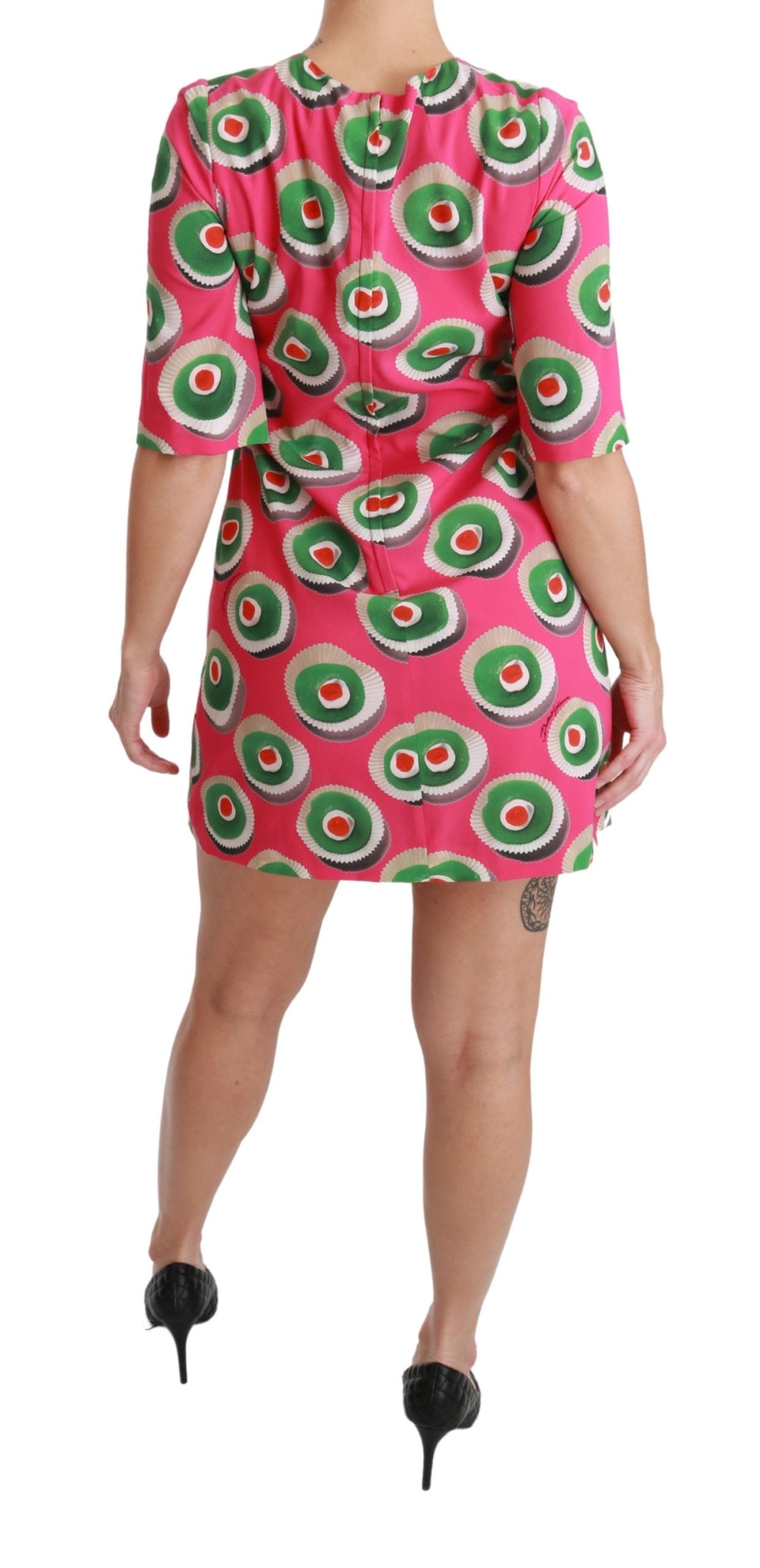 Pink Sicily Cupcake Shift Mini Dress - ventzia