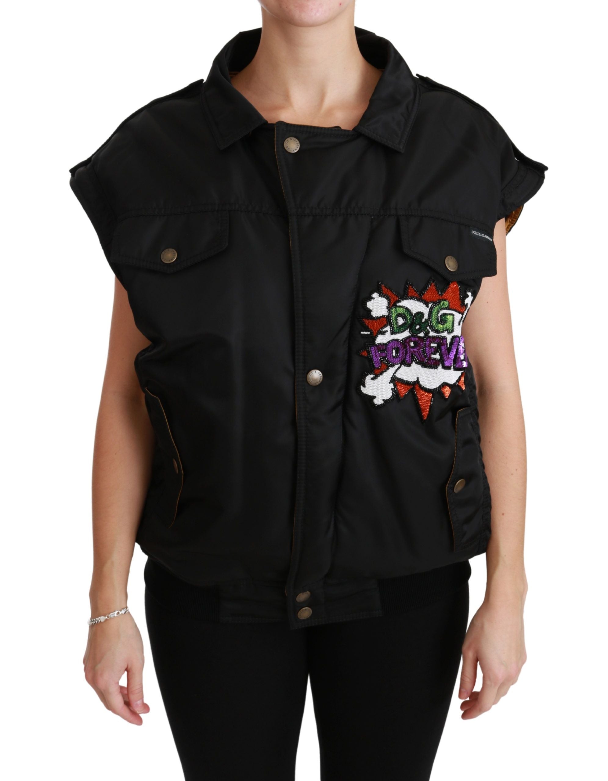 Elegant Black Bomber Jacket with Detachable Features - ventzia