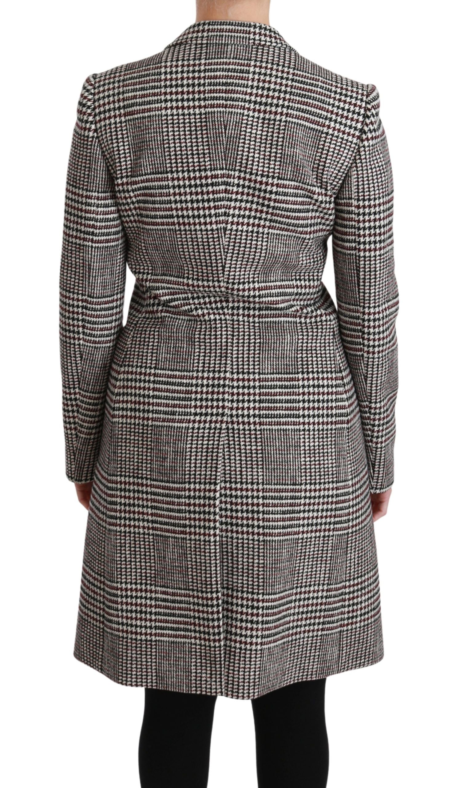 Elegant Multicolor Checked Knee-Length Jacket Coat - ventzia