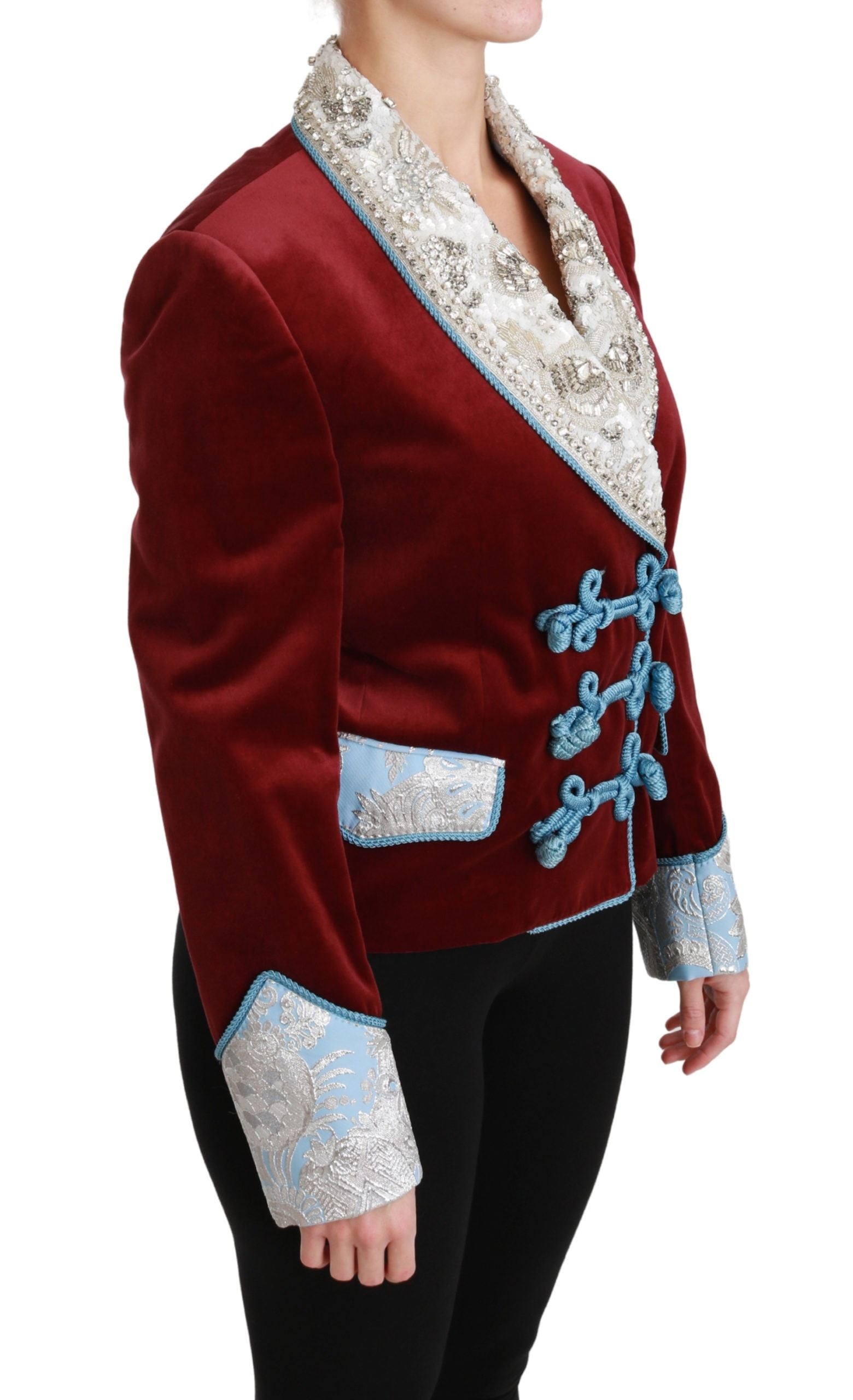 Opulent Red Baroque Detail Blazer - ventzia