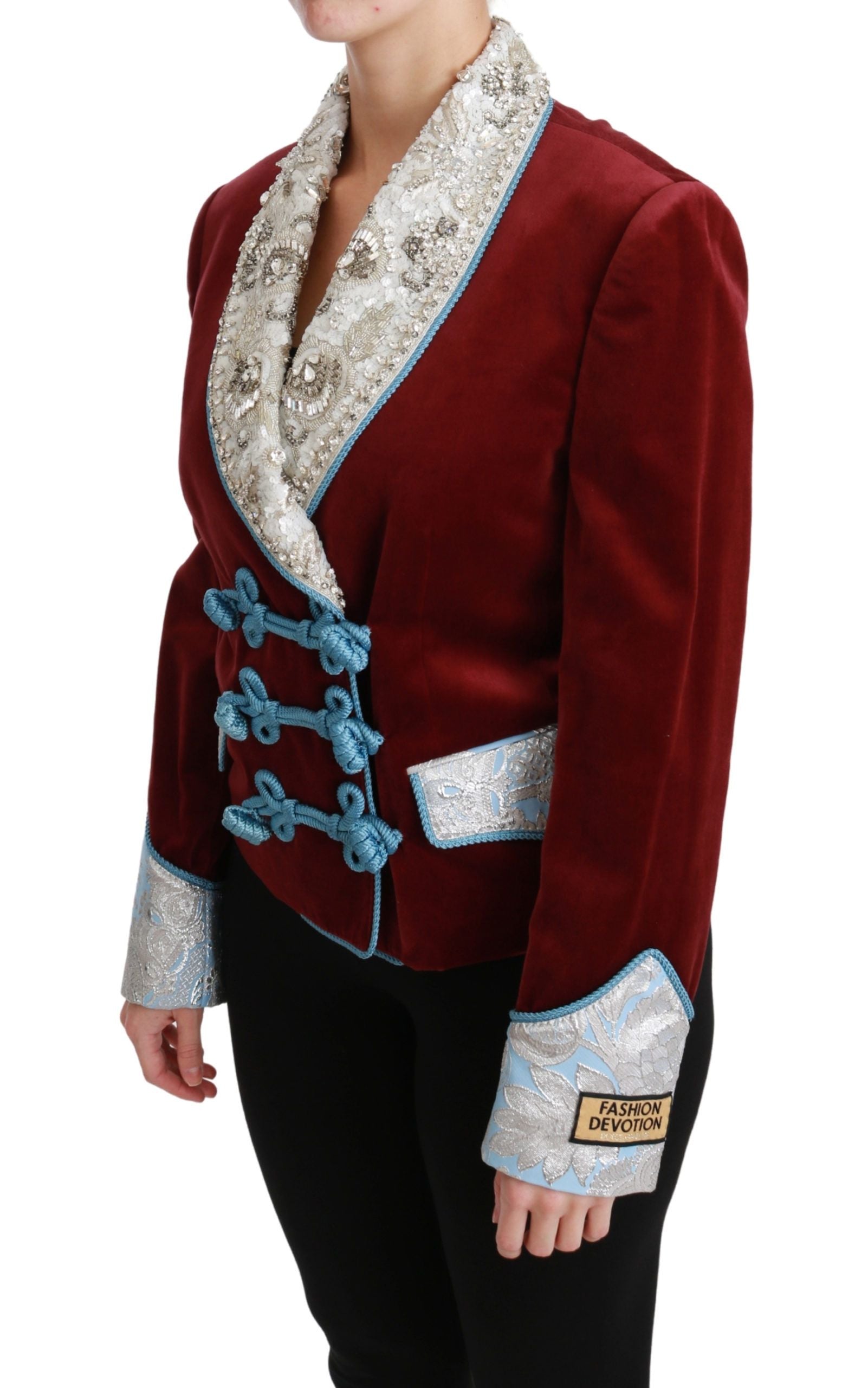 Opulent Red Baroque Detail Blazer - ventzia