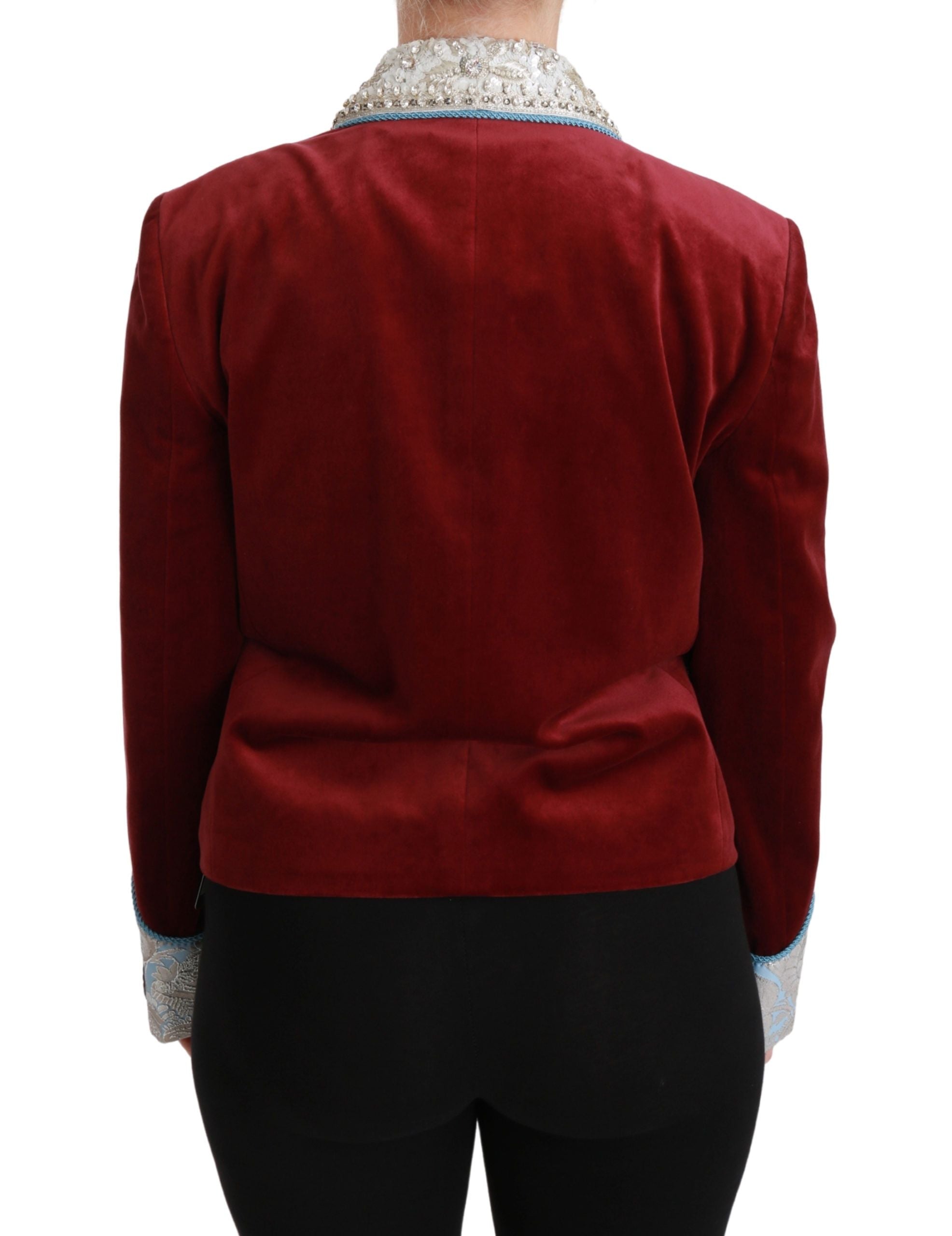Opulent Red Baroque Detail Blazer - ventzia