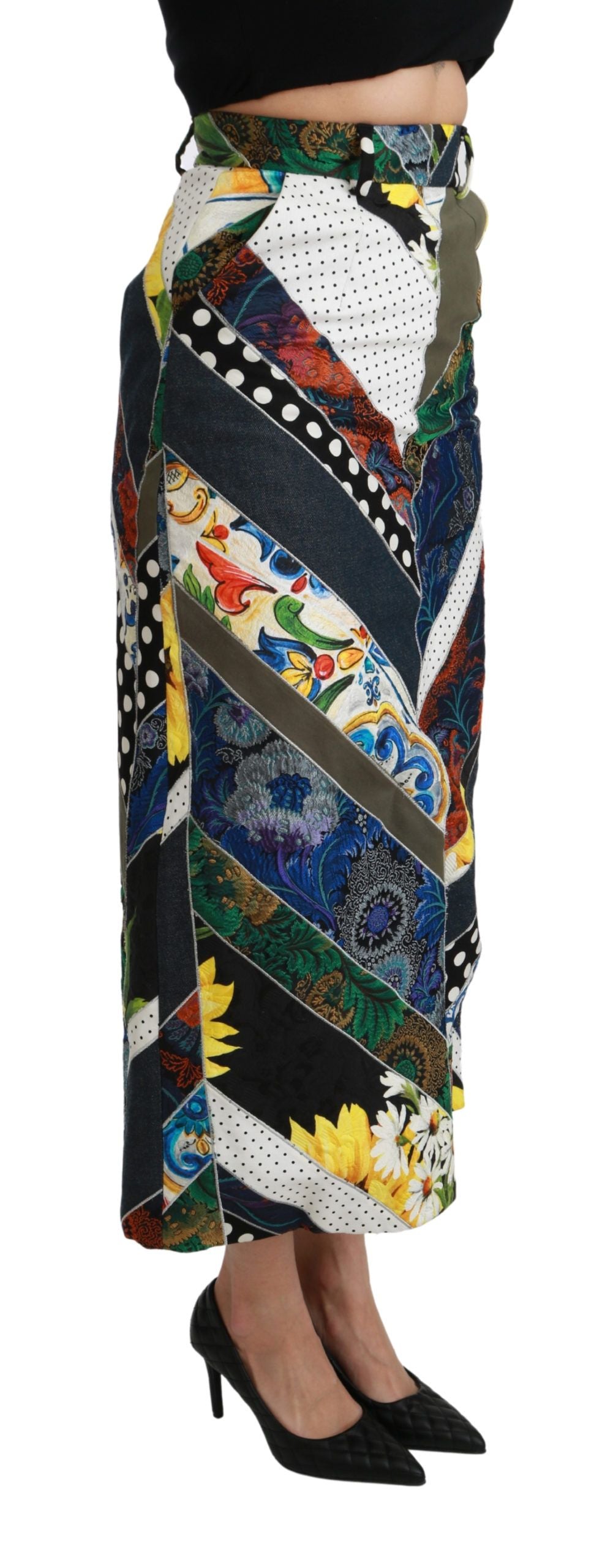 Elegant Geometric Print High-Waist Skirt - ventzia