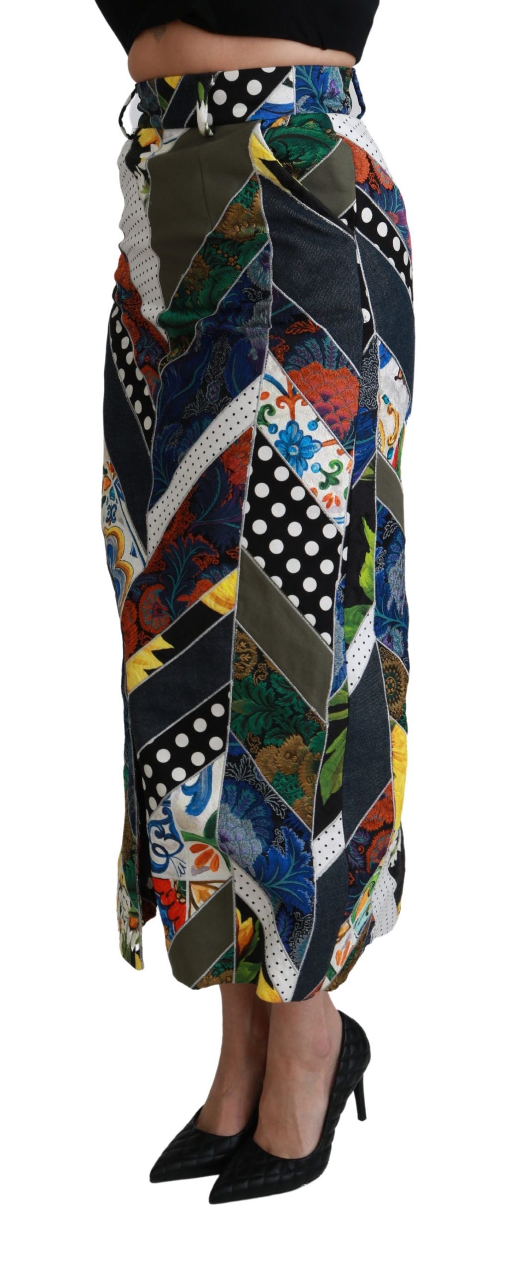 Elegant Geometric Print High-Waist Skirt - ventzia