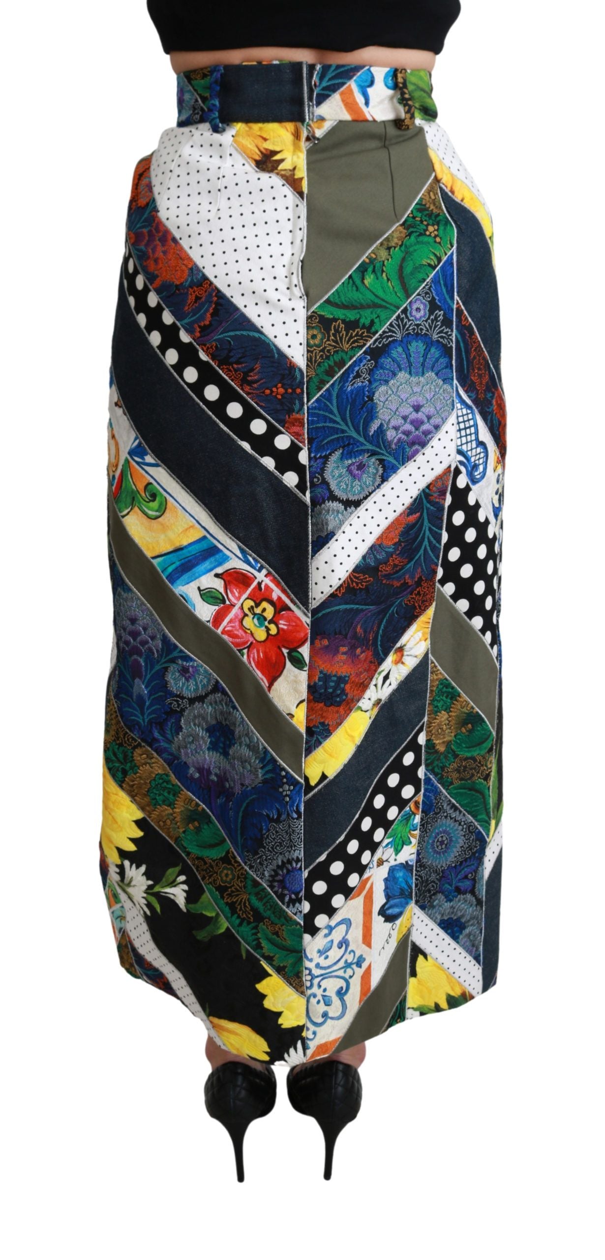 Elegant Geometric Print High-Waist Skirt - ventzia