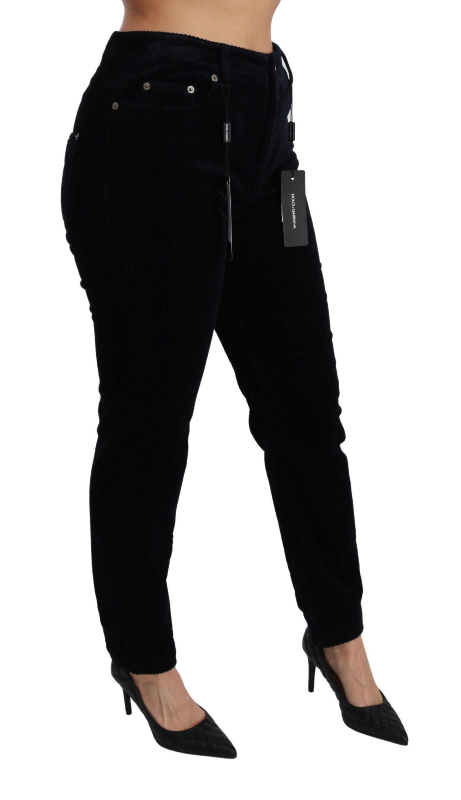 Chic Mid Waist Skinny Corduroy Jeans - ventzia