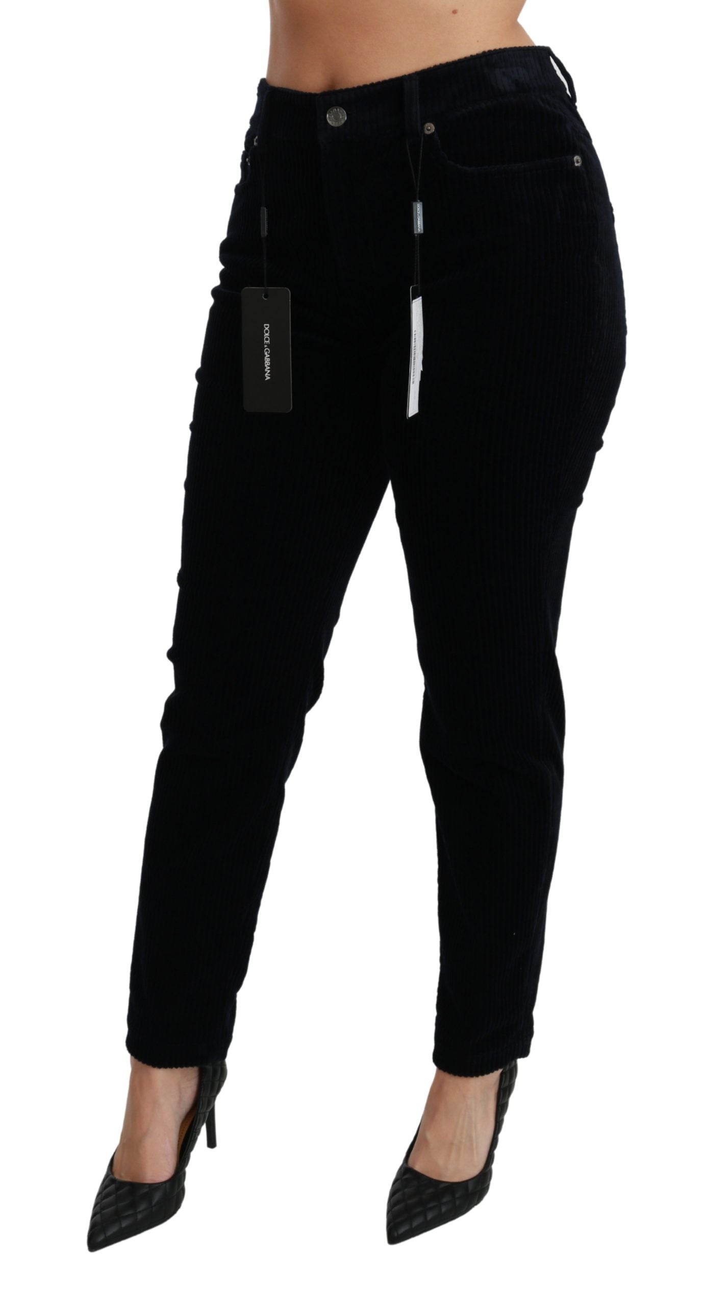Chic Mid Waist Skinny Corduroy Jeans - ventzia