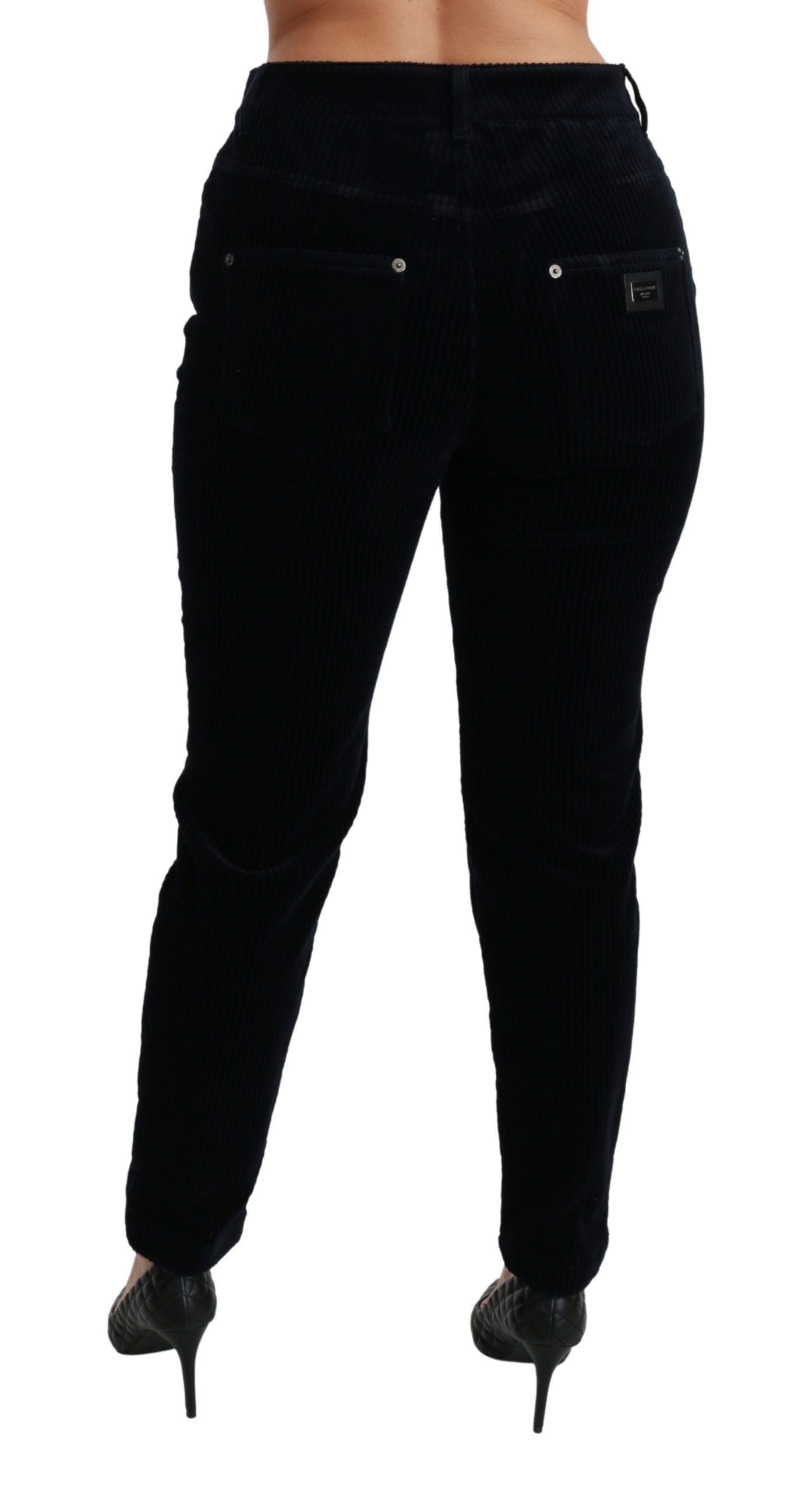 Chic Mid Waist Skinny Corduroy Jeans - ventzia