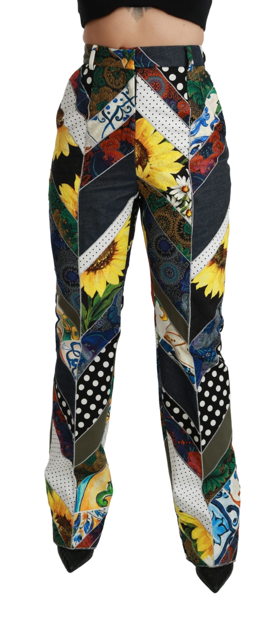 Elegant High Waist Multicolor Straight Pants - ventzia