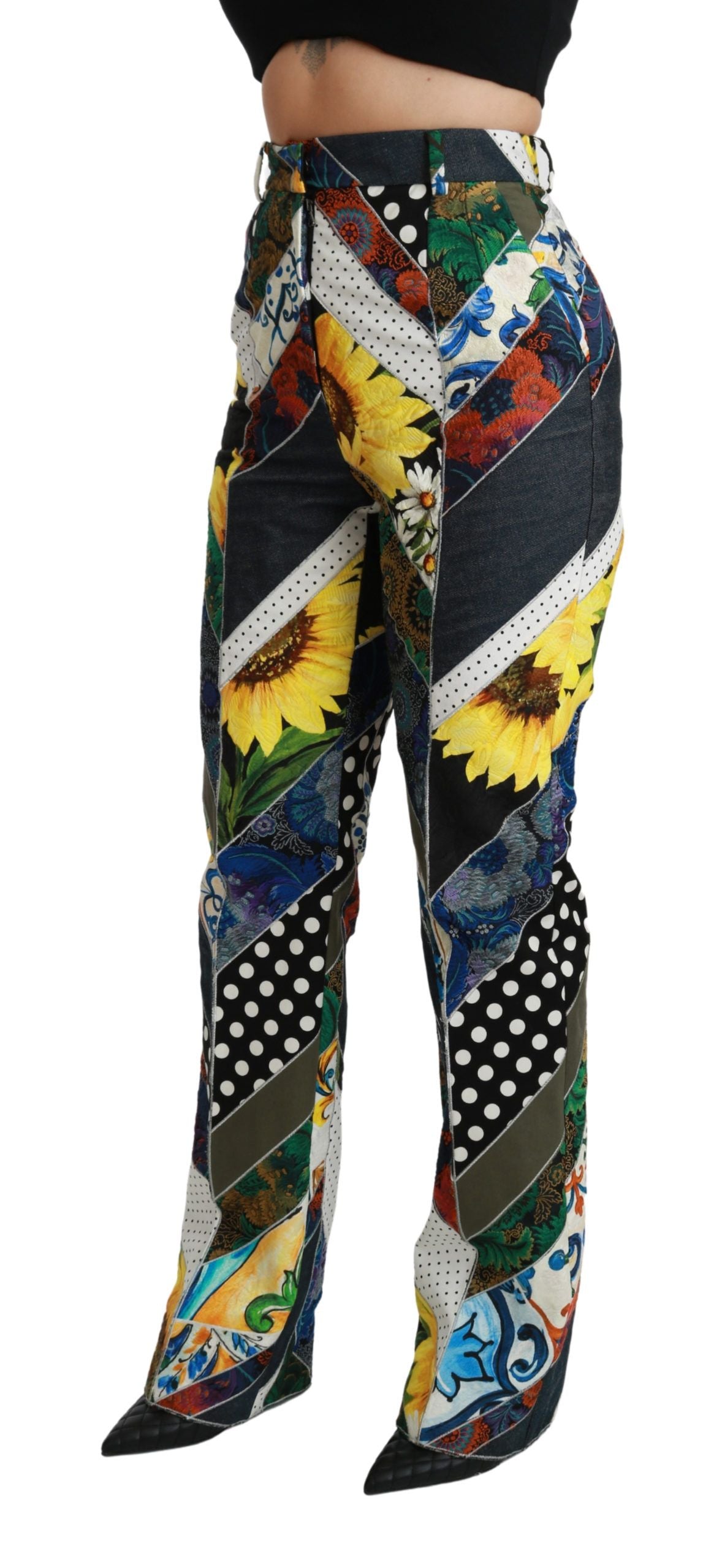 Elegant High Waist Multicolor Straight Pants - ventzia