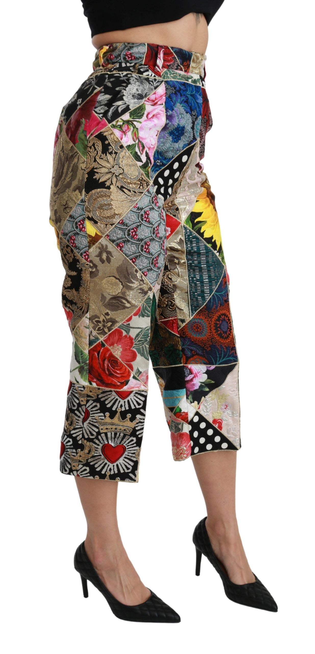 Elegant High Waist Cropped Silk Blend Trousers - ventzia