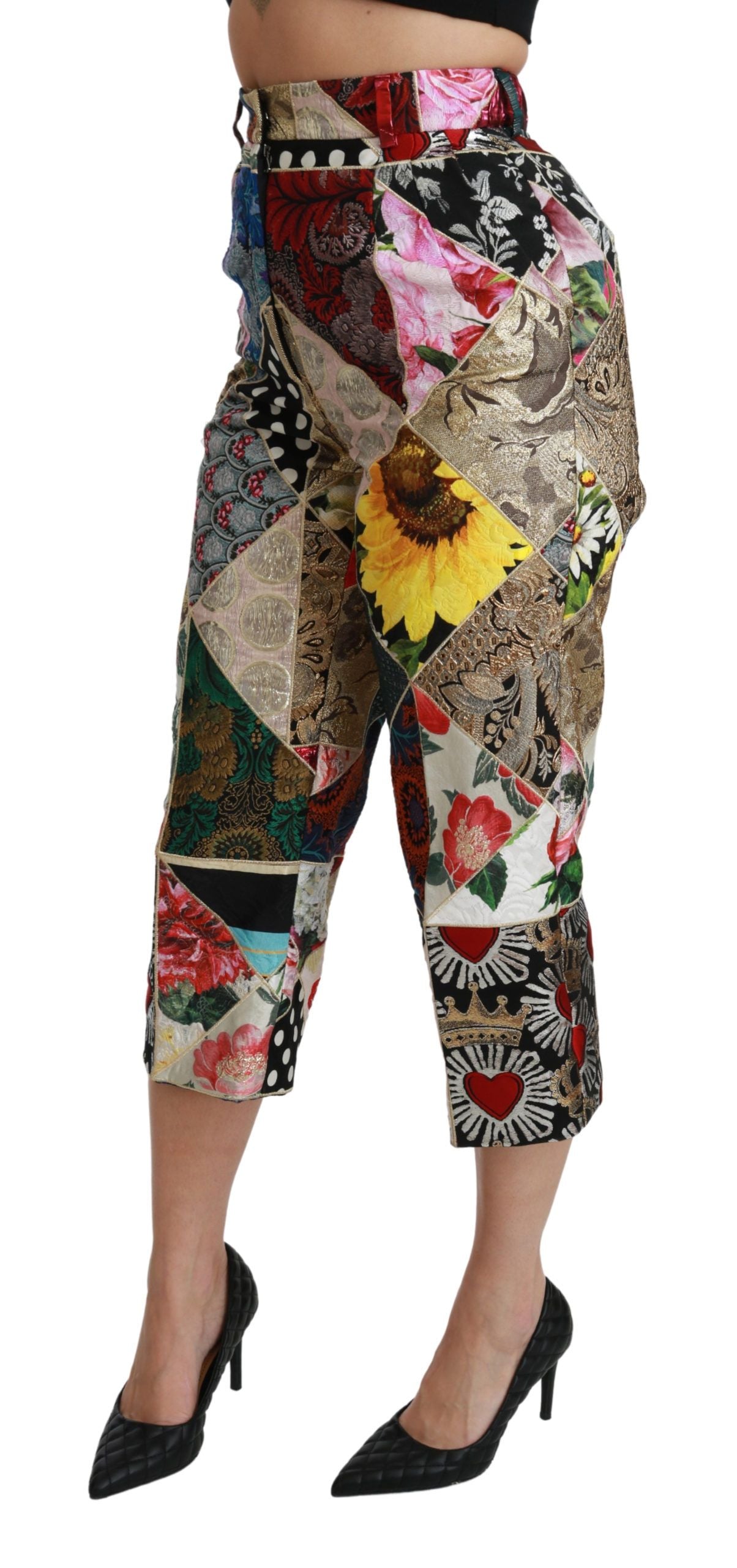 Elegant High Waist Cropped Silk Blend Trousers - ventzia